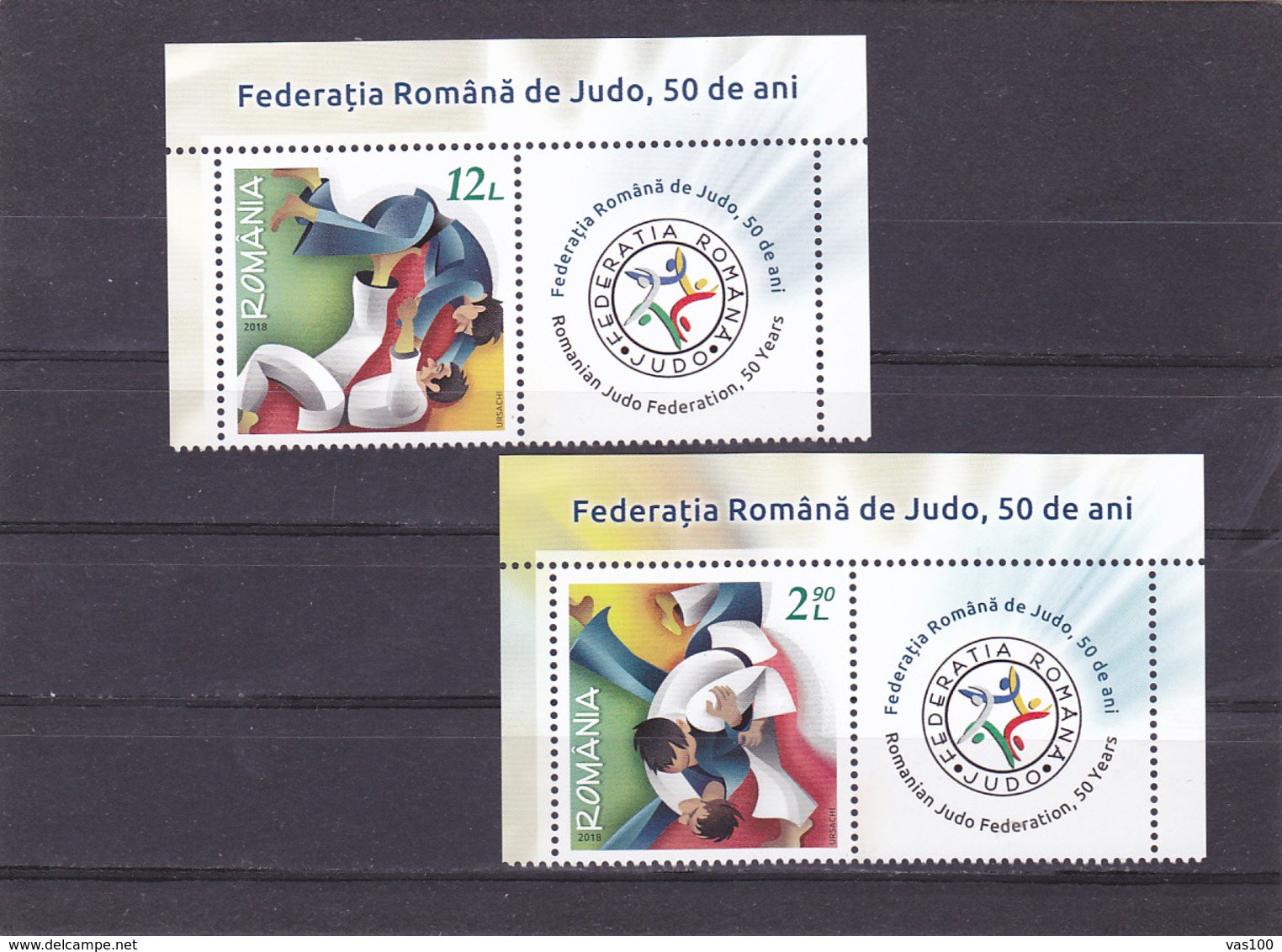 JUDO,FULL SET + LABELS,MNH,2018 ROMANIA. - Judo