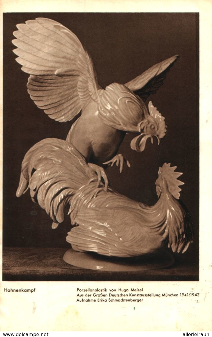 Hahnenkampf (Porzellanplastik Von Hugo Meisel) / Druck, Entnommen Aus Zeitschrift /1942 - Pacchi