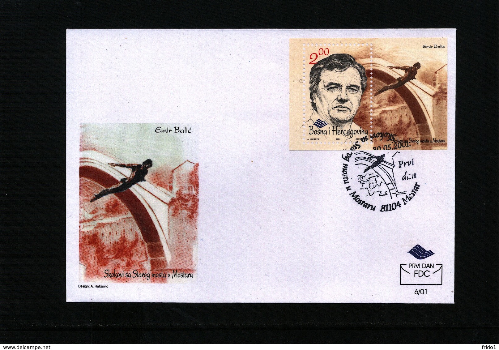 Bosnia And Herzegowina Sarajevo 2001 Brueckenspringen Michel Block 14 FDC - Kunst- Und Turmspringen