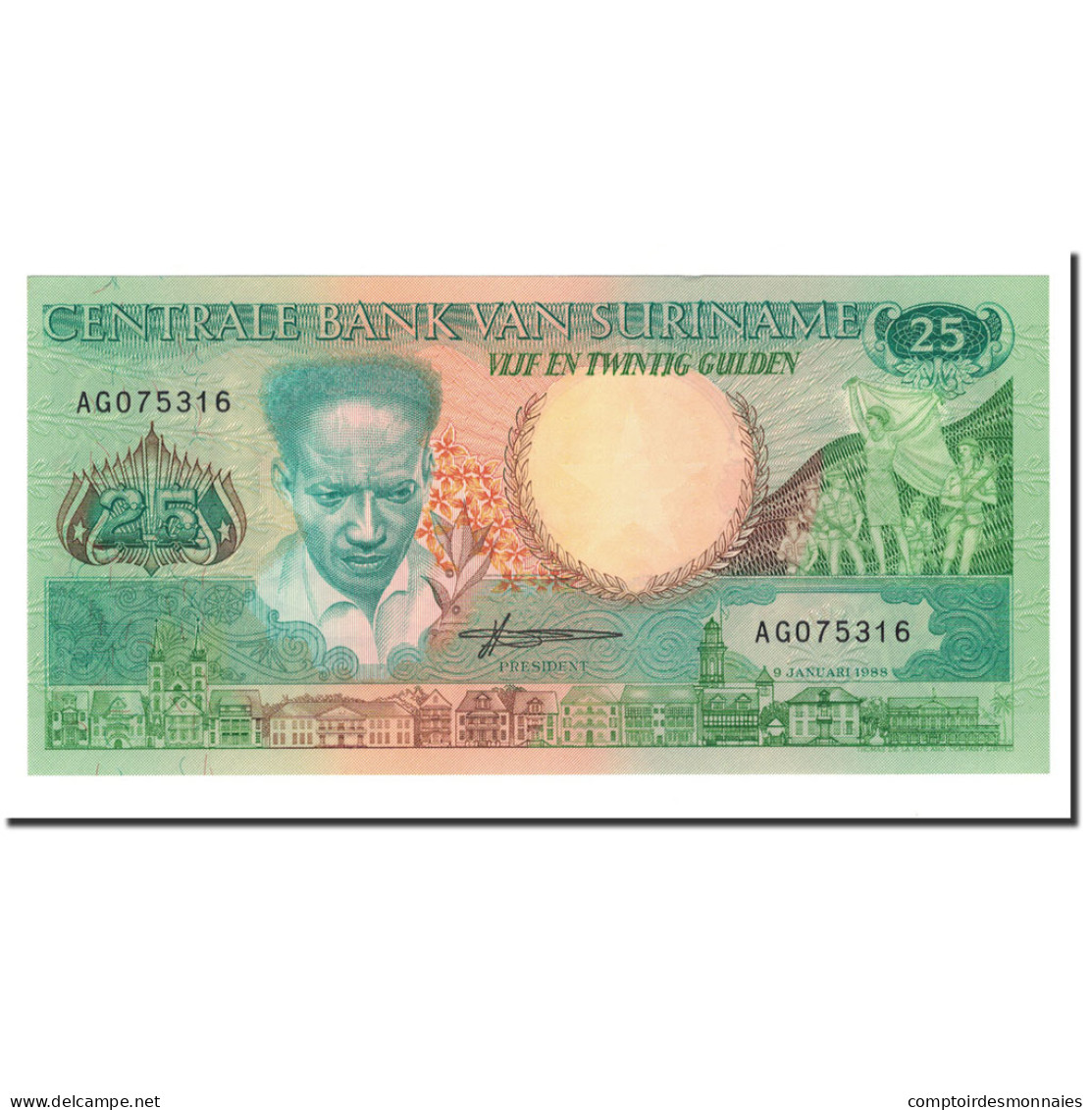 Billet, Surinam, 25 Gulden, 1988, 1988-01-09, KM:132a, NEUF - Surinam