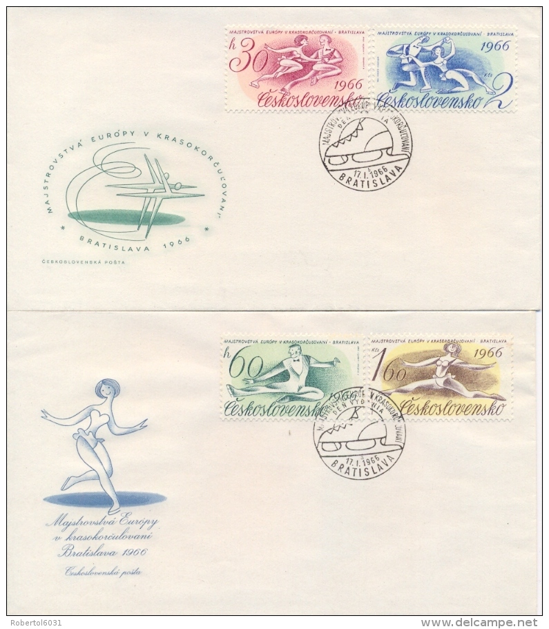 Czechoslovakia 1966 FDC 2 Covers European Figure Skating Championships At Bratislava - Pattinaggio Artistico