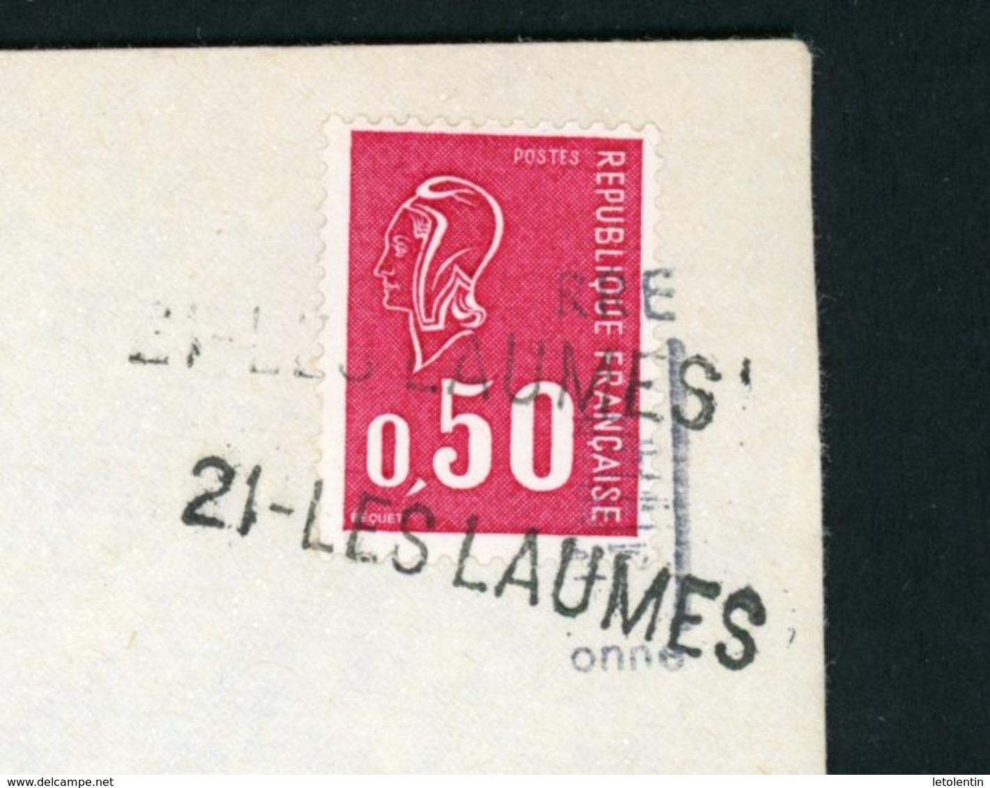 FRANCE - CACHET ANNULATION  " 21- LES LAUMES " SUR BEQUET 0,50 ROUGE - Cachets Manuels