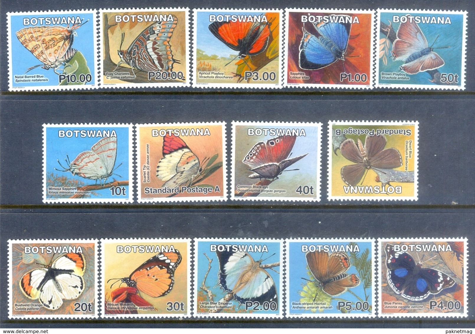 F92- Botswana 2007 Butterfly Large 14 Stamps Full Set. - Butterflies