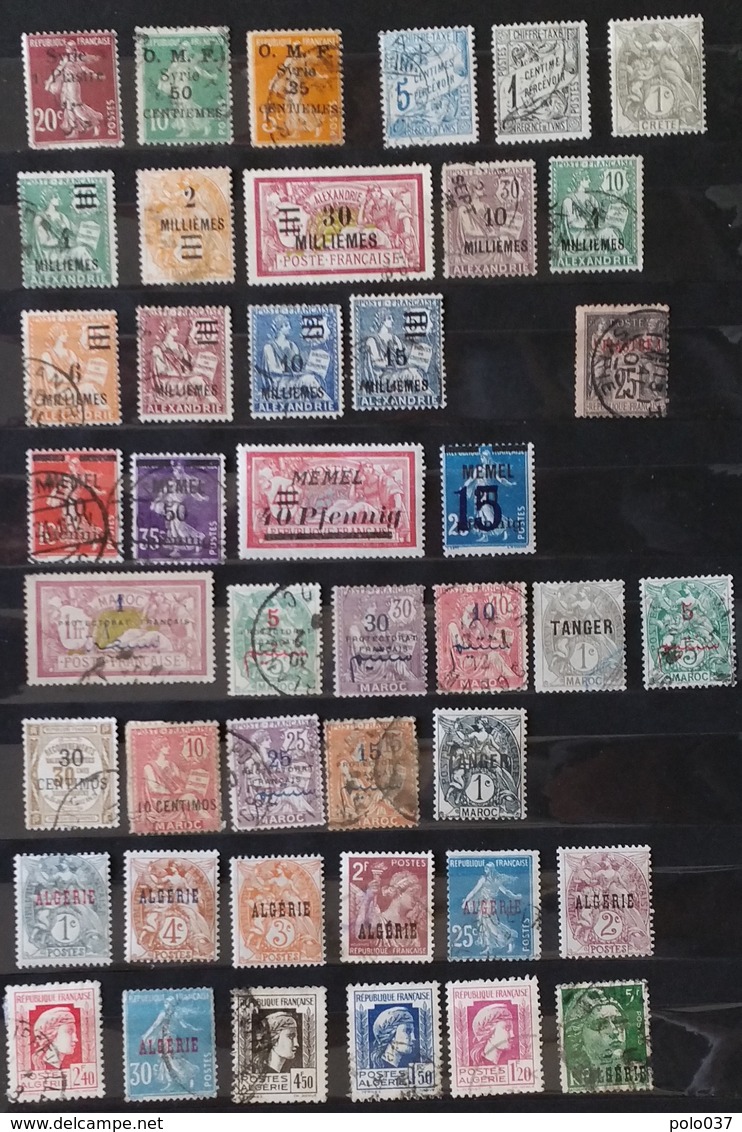 TIM 031 -  43 TIMBRES COLONIE TYPE BLANC MOUCHON MERSON TAXE SEMEUSE NEUF OBLITERE - Collections