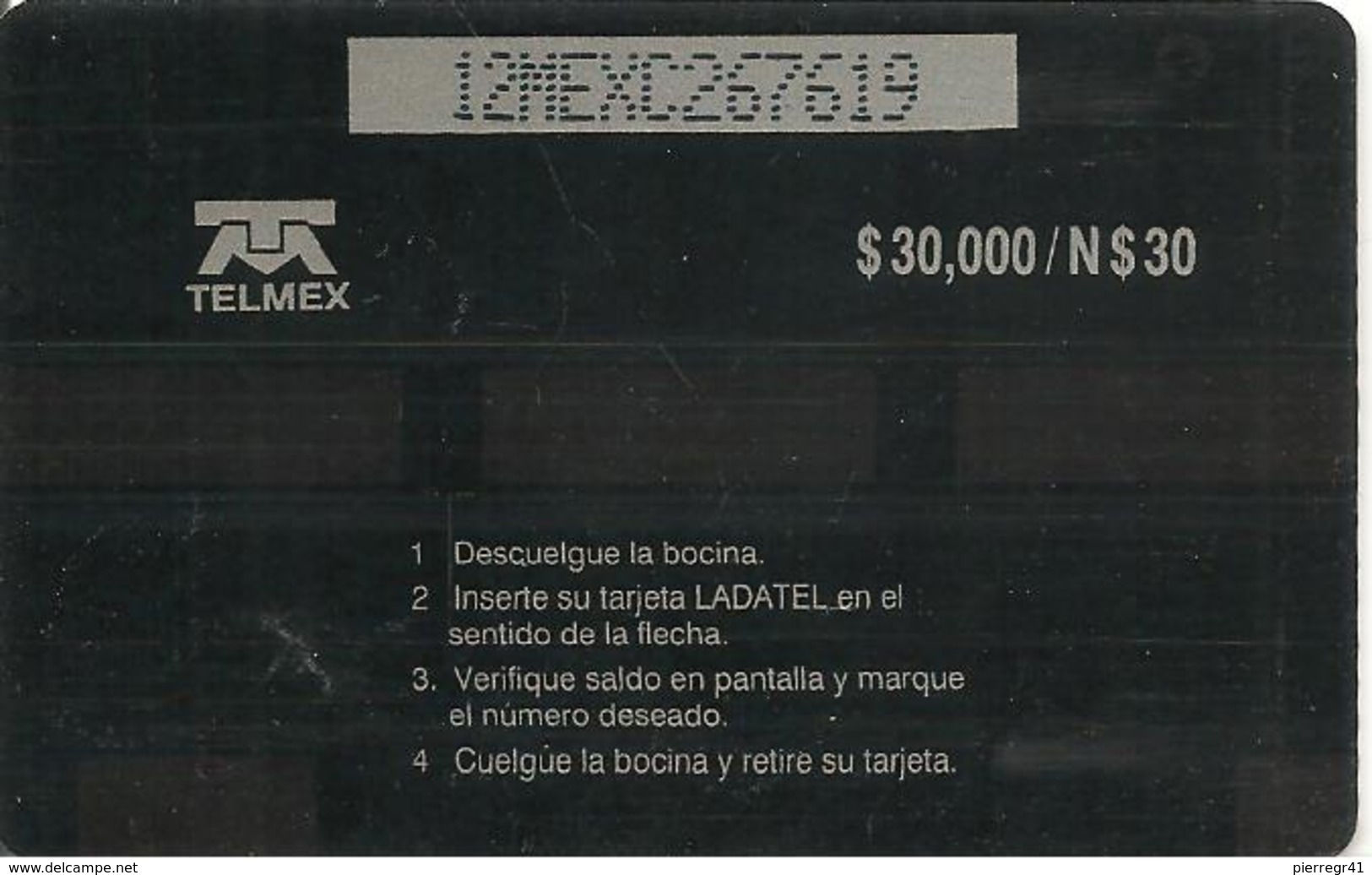 CARTE-MAGNETIQUE-MEXIQUE-1990-TELMEX-30$-MEDAILLON INDIEN-TBE - Mexique