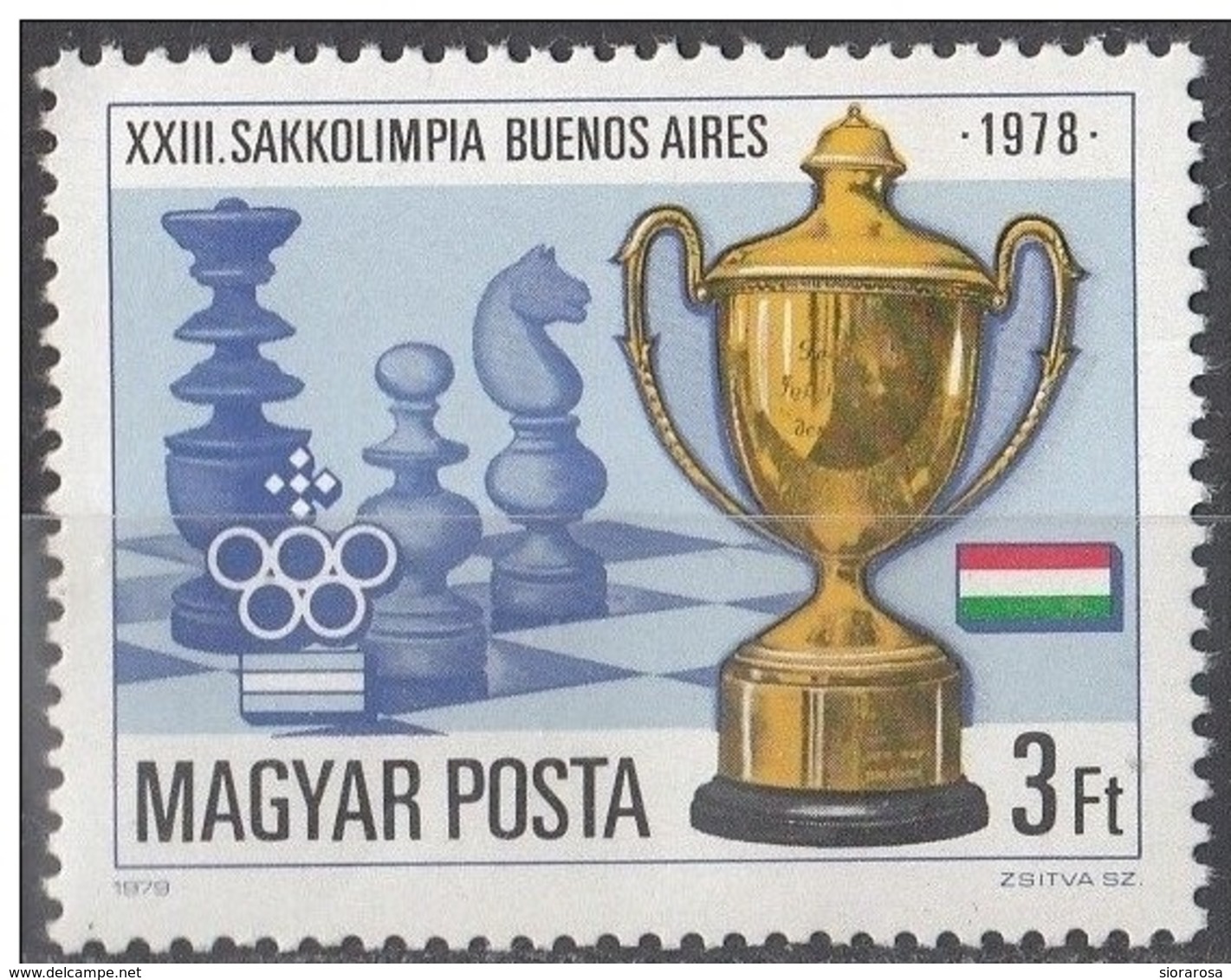 Ungheria 1979 Sc. 2571  23st Chess Olympiad, Buenos Aires Scacchi Olimpiadi Nuovo MNH Gold Cup, Flag Magyar Posta - Scacchi