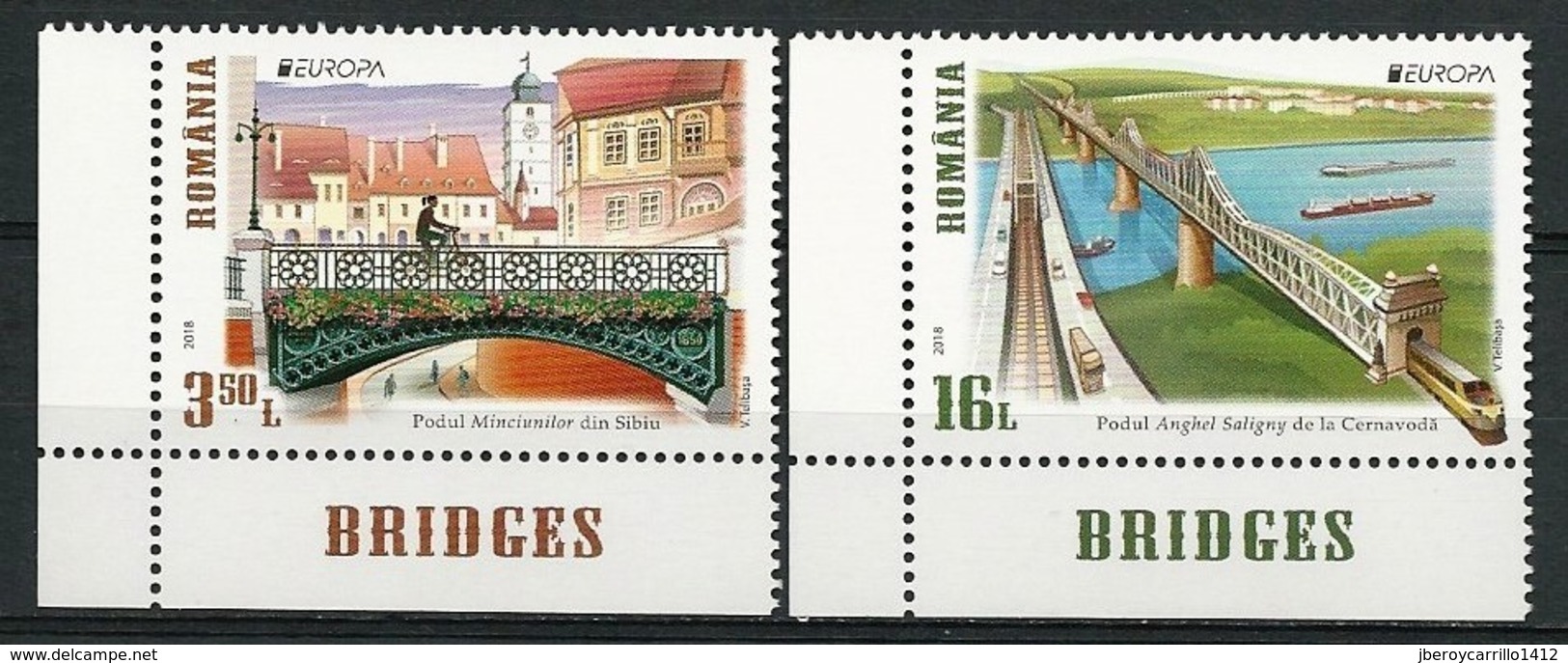 RUMANIA/ ROMANIA/ RUMÄNIEN- EUROPA 2018 - TEMA ANUAL "PUENTES.- BRIDGES - BRÜCKEN - PONTS" - SERIE De 2 V. - 2018