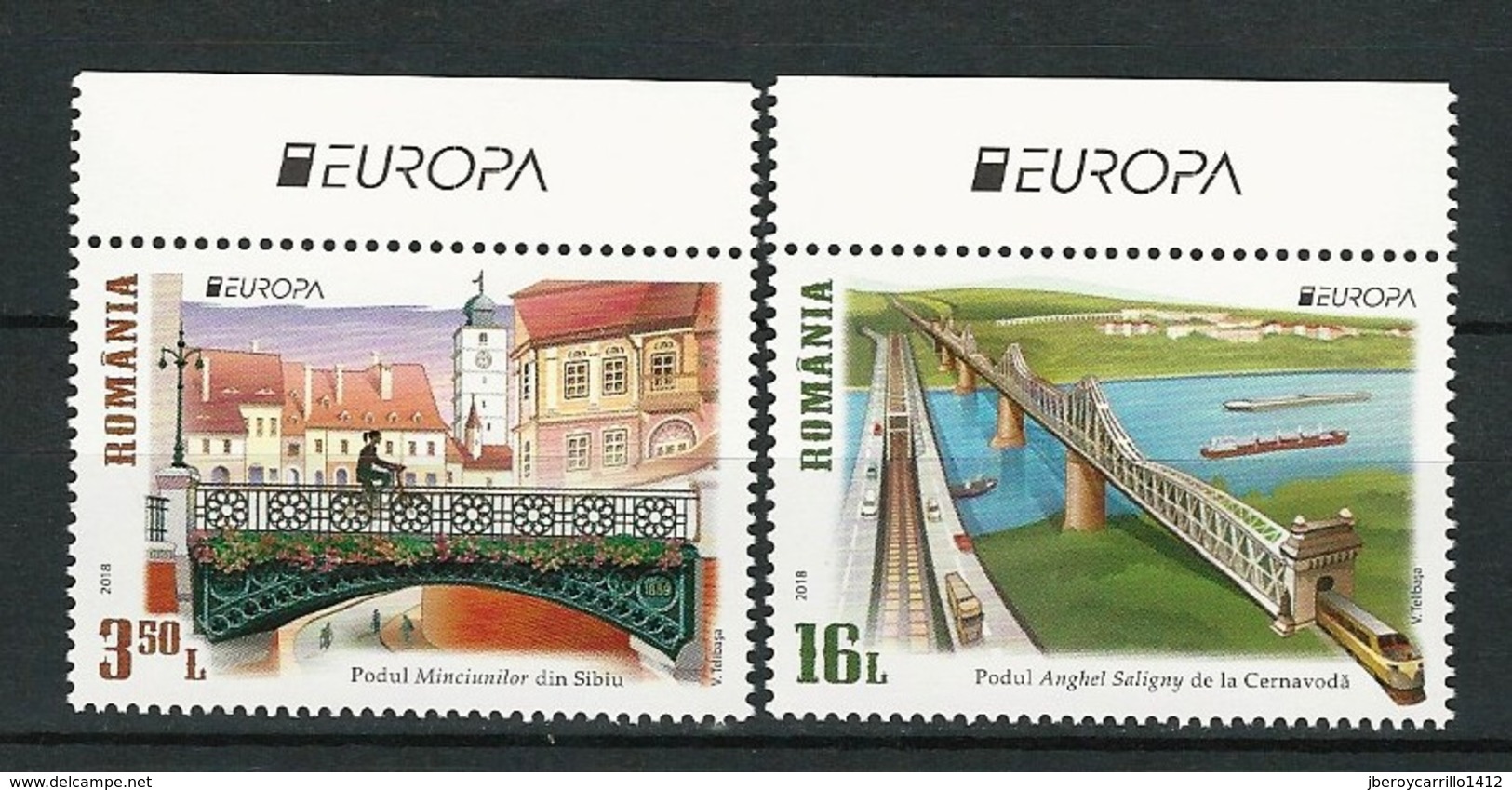 RUMANIA/ ROMANIA/ RUMÄNIEN- EUROPA 2018 - TEMA ANUAL "PUENTES.- BRIDGES - BRÜCKEN - PONTS" - SERIE De 2 V. - 2018