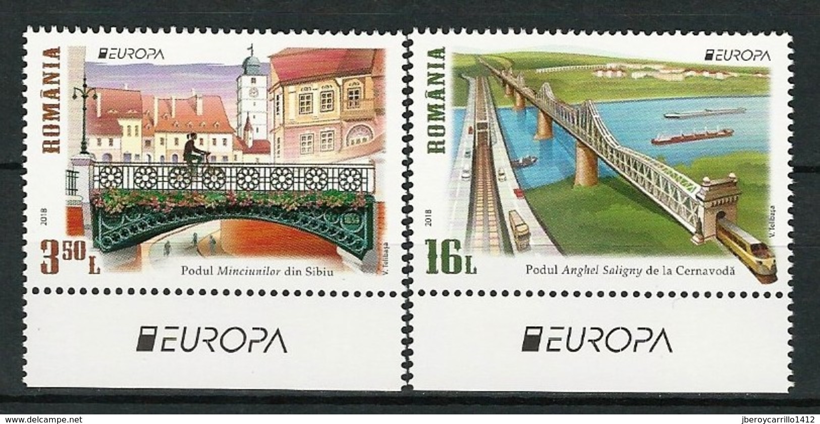 RUMANIA/ ROMANIA/ RUMÄNIEN- EUROPA 2018 - TEMA ANUAL "PUENTES.- BRIDGES - BRÜCKEN - PONTS" - SERIE De 2 V. - 2018