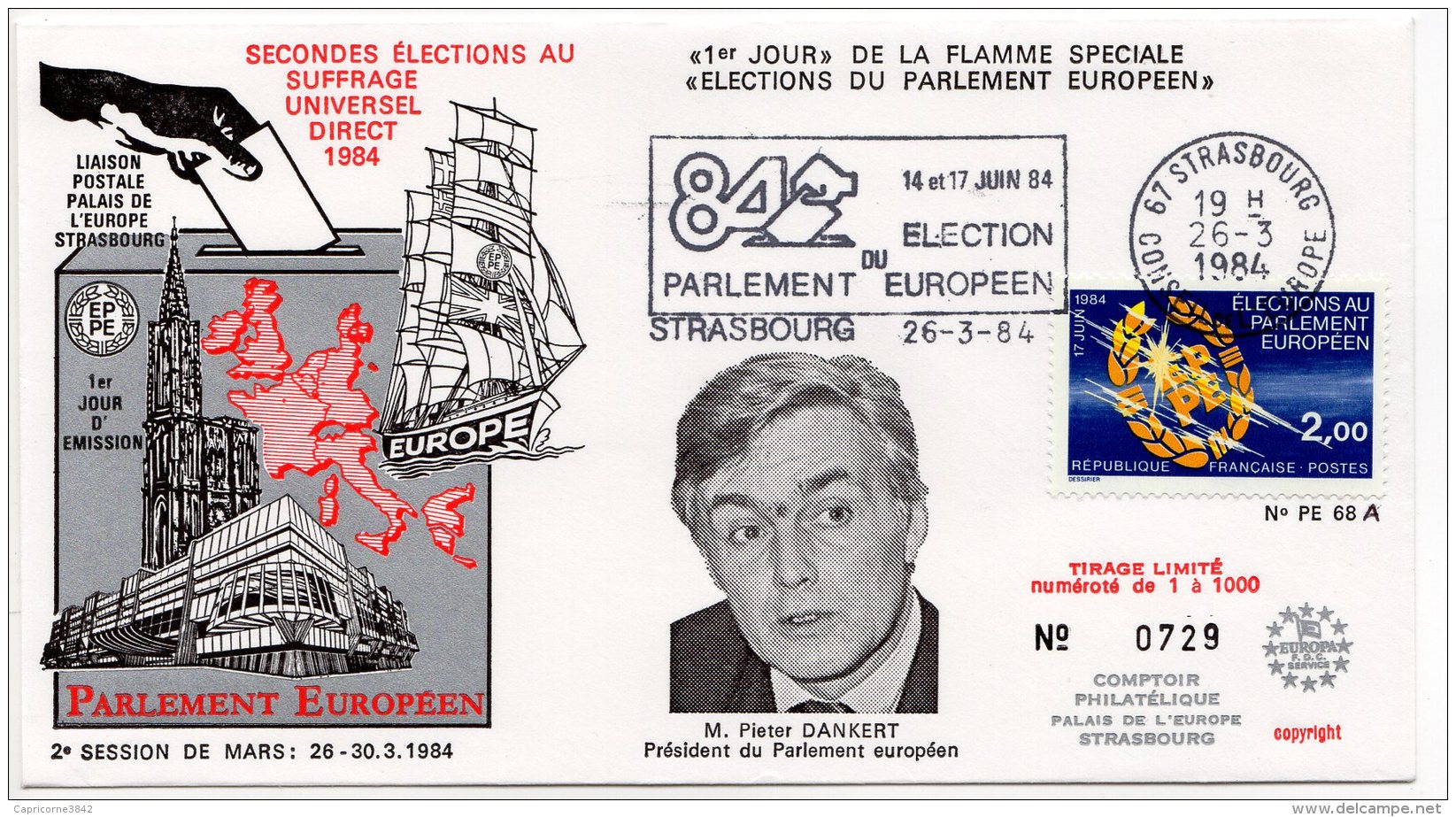 1984 - Strasbourg - Conseil De L'Europe - Parlement Européen - Mr Pieter DANKERT Président Du Parlement Européen - EU-Organe