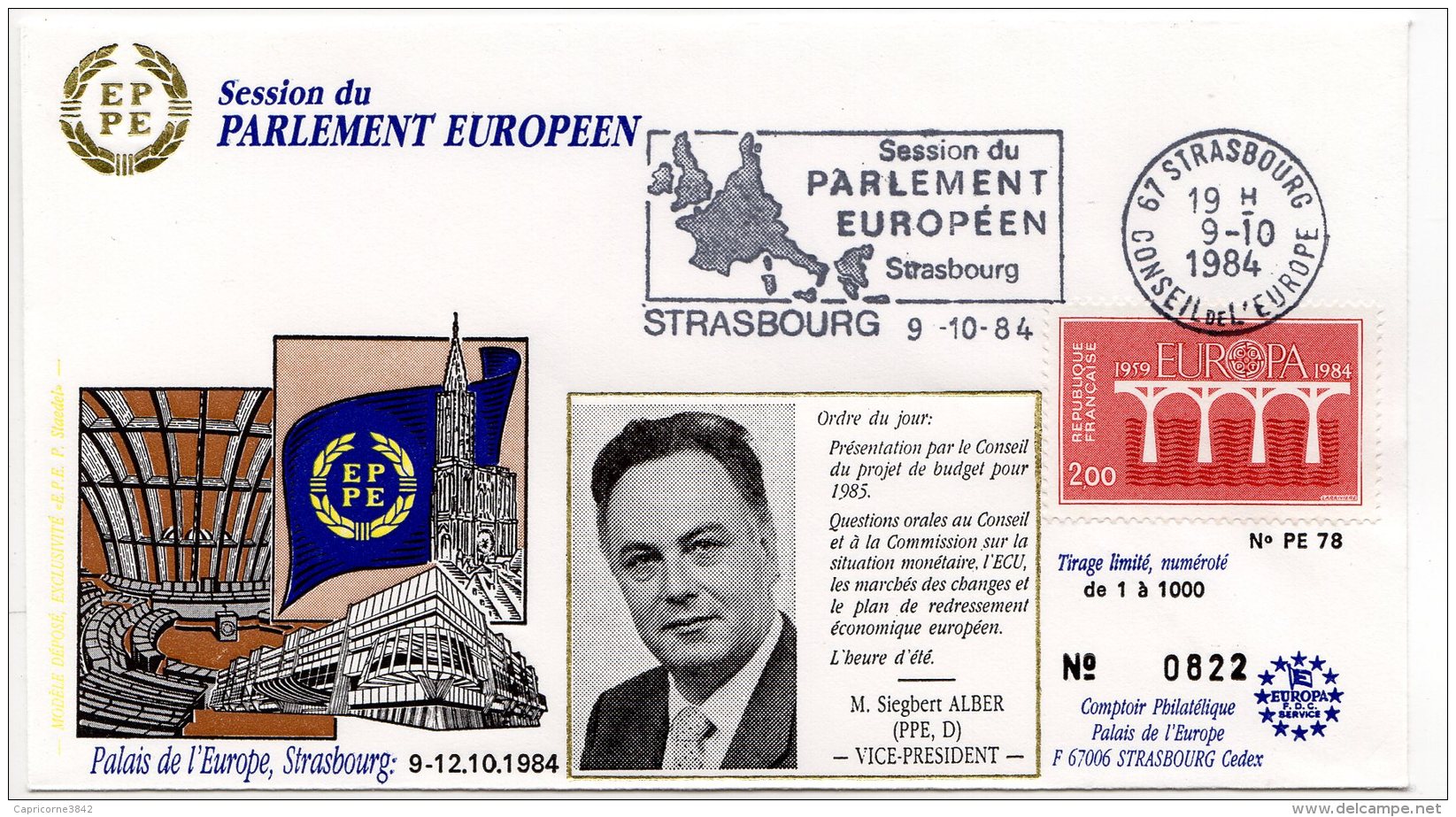 1984 - Strasbourg - Conseil De L'Europe - Parlement Européen - Mr Siegbert ALBER Vice Président Du Parlement Européen - Institutions Européennes