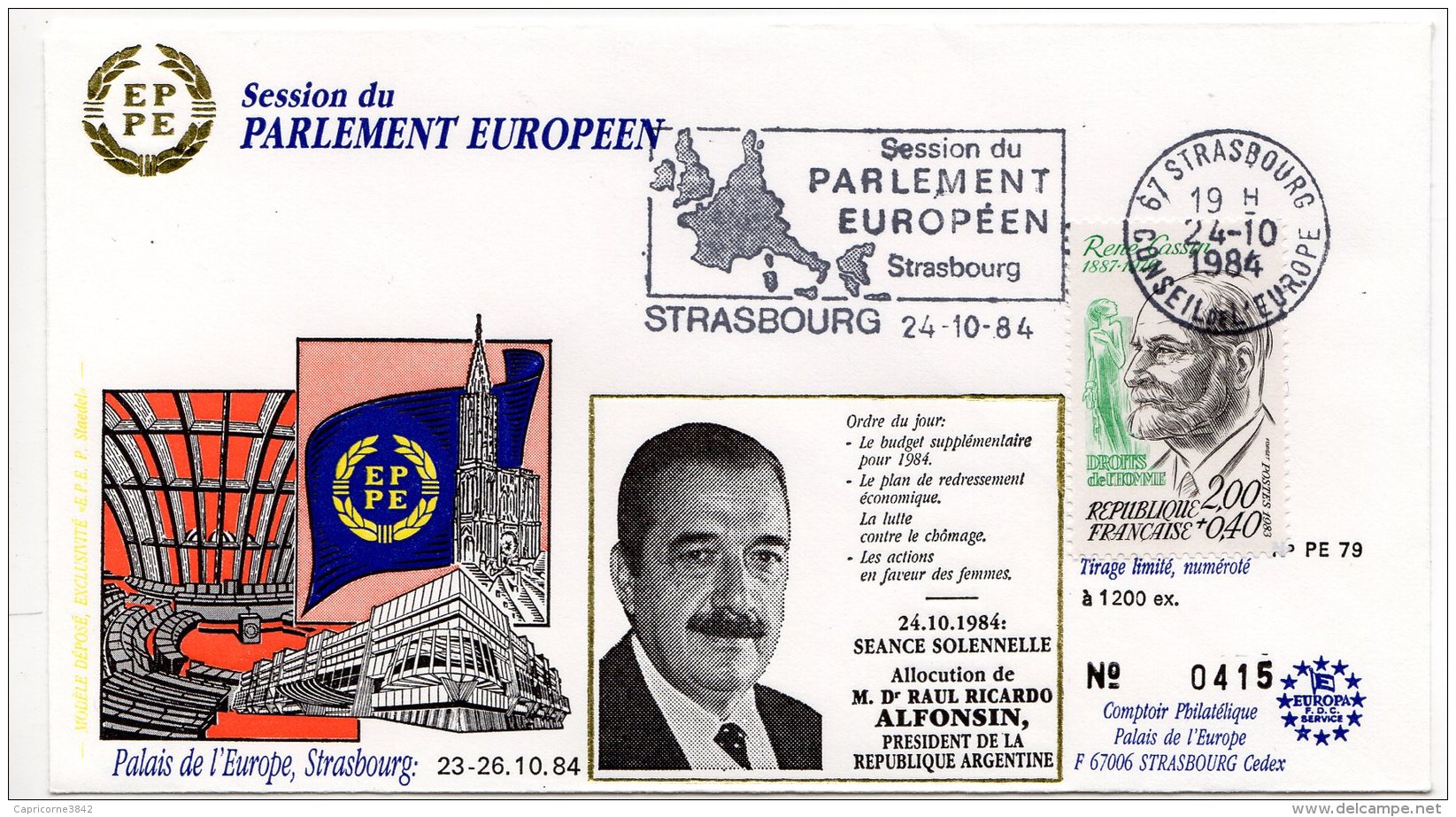 1984 - Strasbourg - Conseil De L'Europe - Parlement Européen - Allocution De Mr Raul Ricardo ALFONSIN Pdt D'Argentine - Institutions Européennes