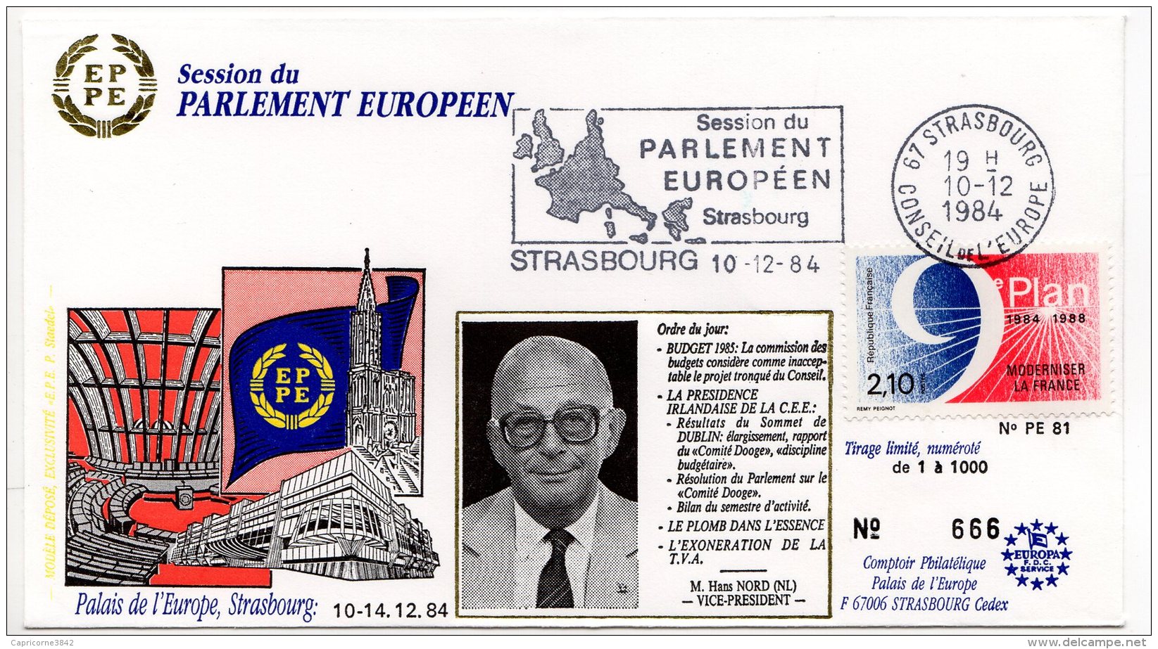 1984 - Strasbourg - Conseil De L'Europe - Parlement Européen - Mr Hans NORD Vice Président - EU-Organe