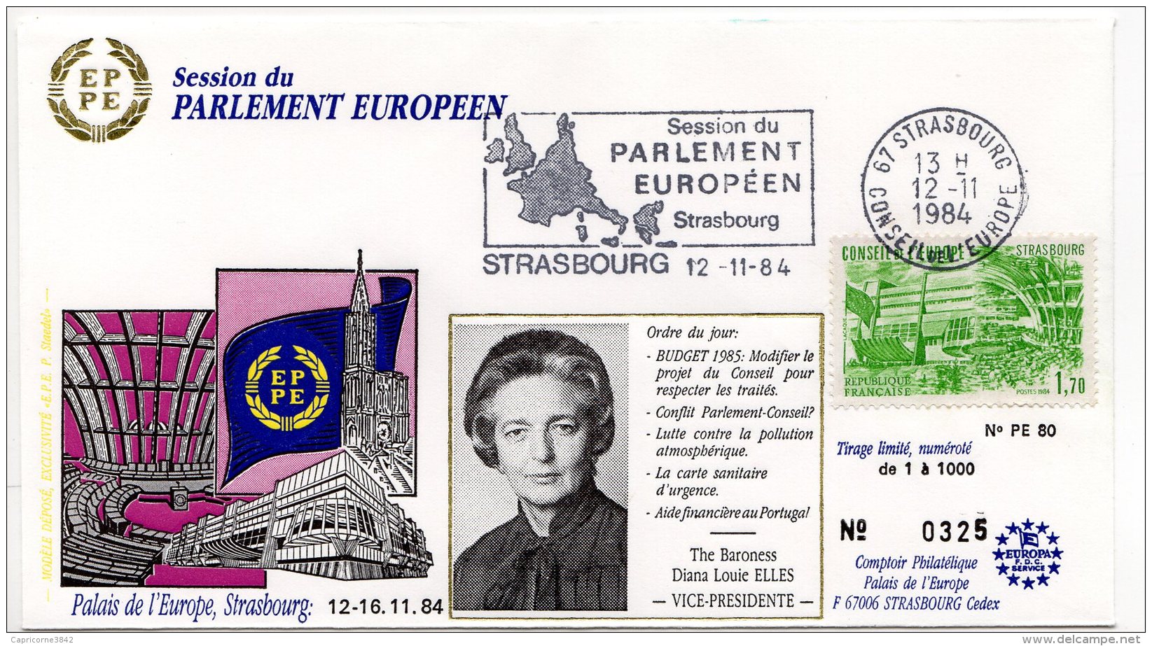 1984 - Strasbourg - Conseil De L'Europe - Parlement Européen - Mme La Baronne Diana Louie ELLES Vice Présidente - Europese Instellingen