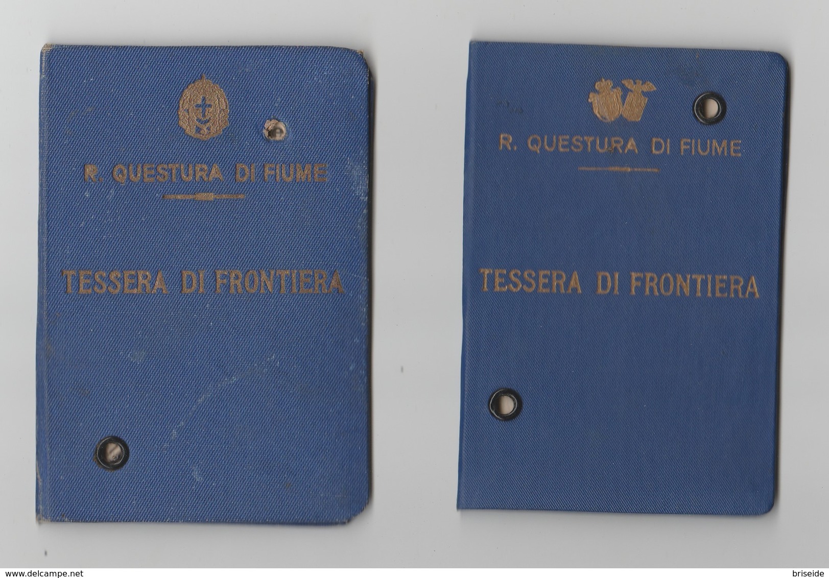 REGIA QUESTURA DI FIUME RIJEKA REKA N. 2 TESSERE DI FRONTIERA  -  BRUSINO CAVEDINE 1928 1931 - Non Classificati