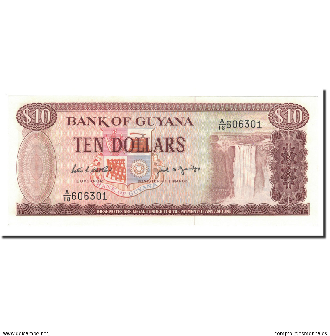 Billet, Guyana, 10 Dollars, Undated (1966-92), KM:23d, NEUF - Guyana