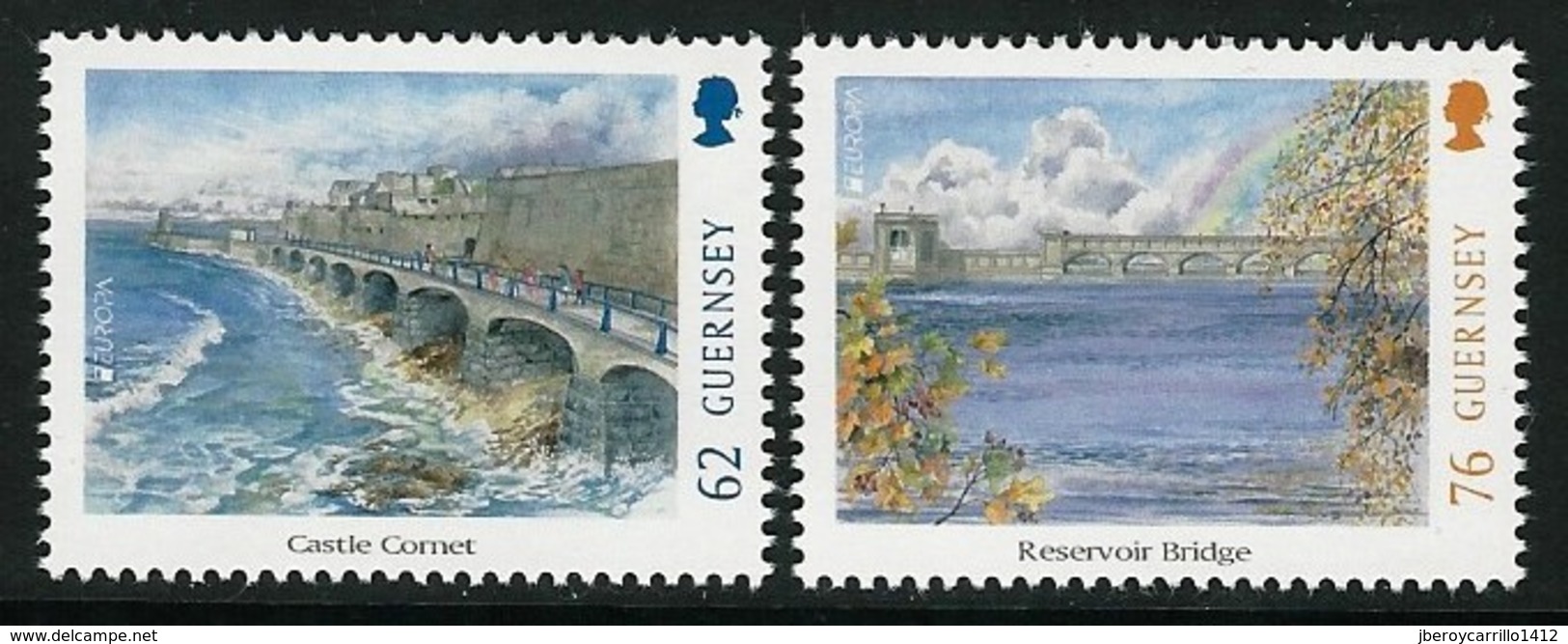 GUERNSEY.-  EUROPA 2018 - TEMA ANUAL "PUENTES.- BRIDGES - BRÜCKEN - PONTS" - SERIE De 2 V. Con LOGO EUROPA - 2018