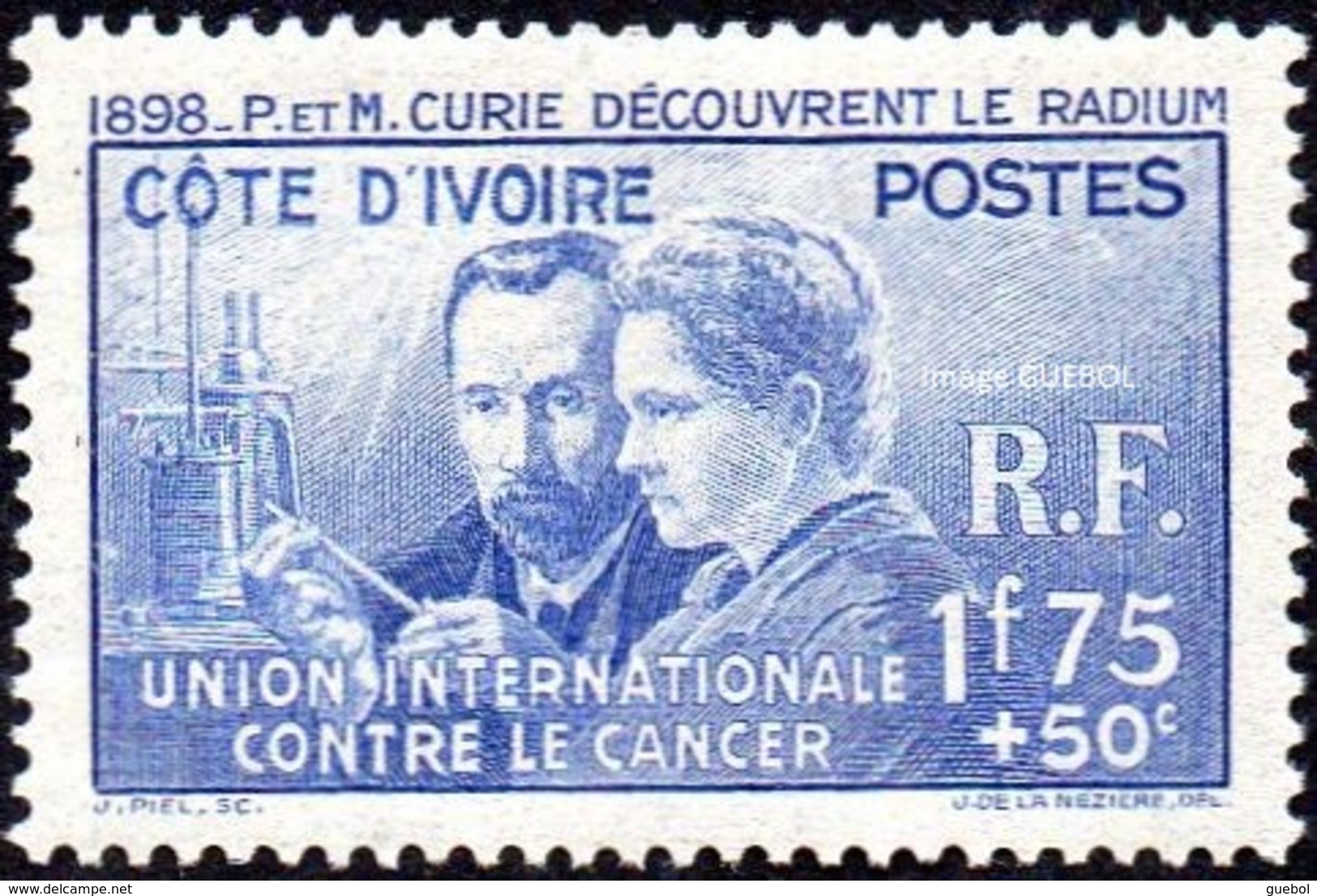 Pierre Et Marie Curie Détail De La Série ** Cote D'Ivoire N° 140 - Recherche Sur Le Cancer - 1938 Pierre Et Marie Curie