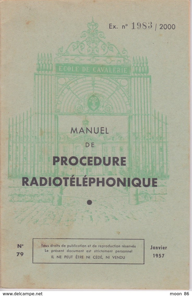 MILITARIA - MANUEL DE PROCEDURE RADIOTÉLÉPHONIQUE  Instruction MILITAIRE - Altri & Non Classificati