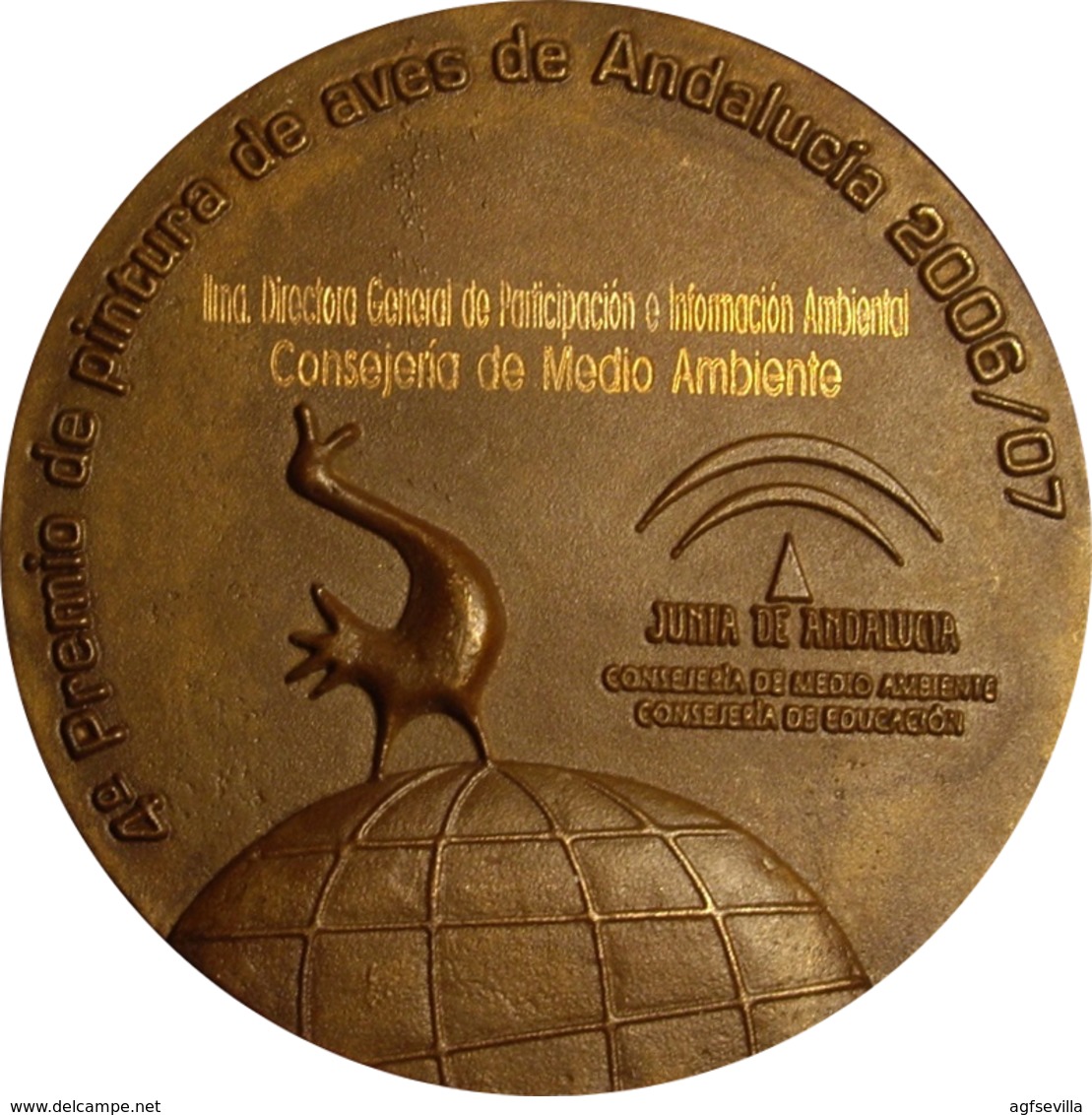 ESPAÑA. MEDALLA DE LA JUNTA DE ANDALUCÍA. DÍA MUNDIAL DE LAS AVES. 2.007. ESPAGNE. SPAIN MEDAL - Firma's