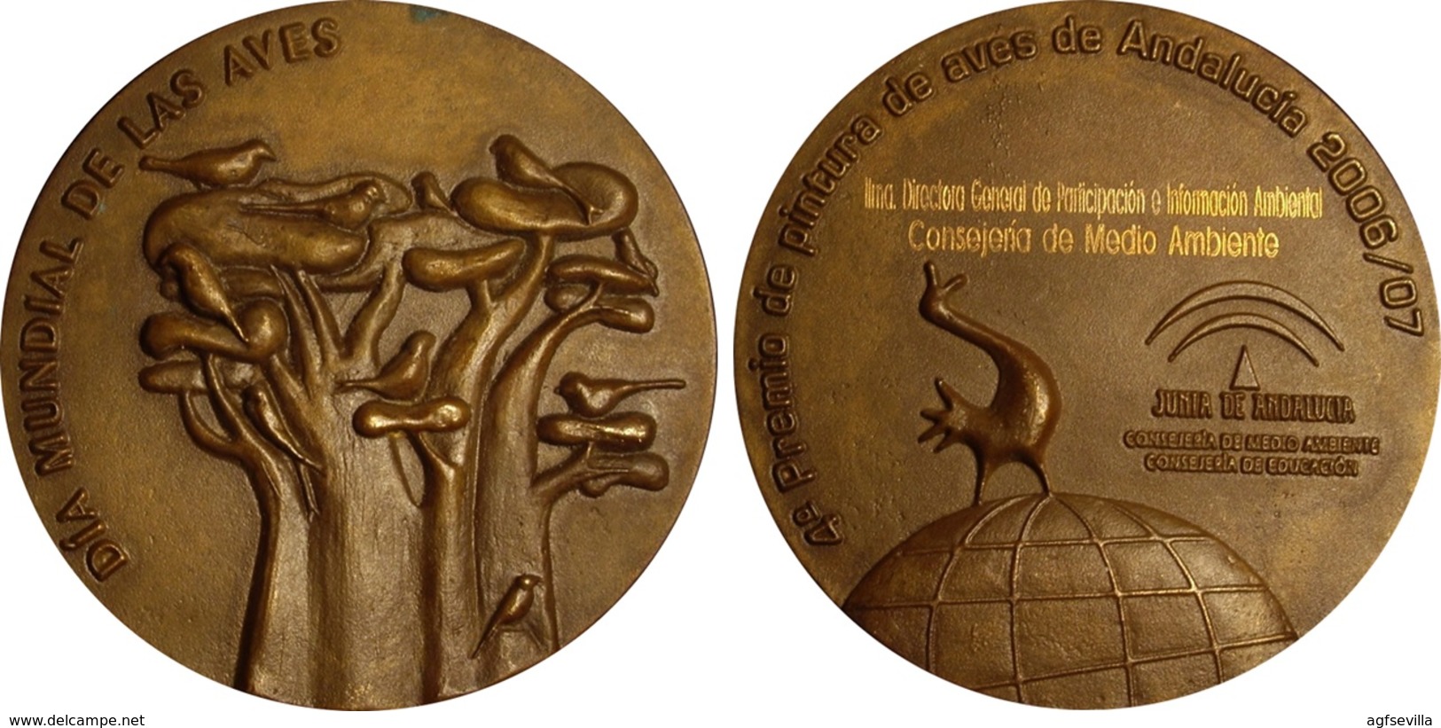 ESPAÑA. MEDALLA DE LA JUNTA DE ANDALUCÍA. DÍA MUNDIAL DE LAS AVES. 2.007. ESPAGNE. SPAIN MEDAL - Profesionales/De Sociedad