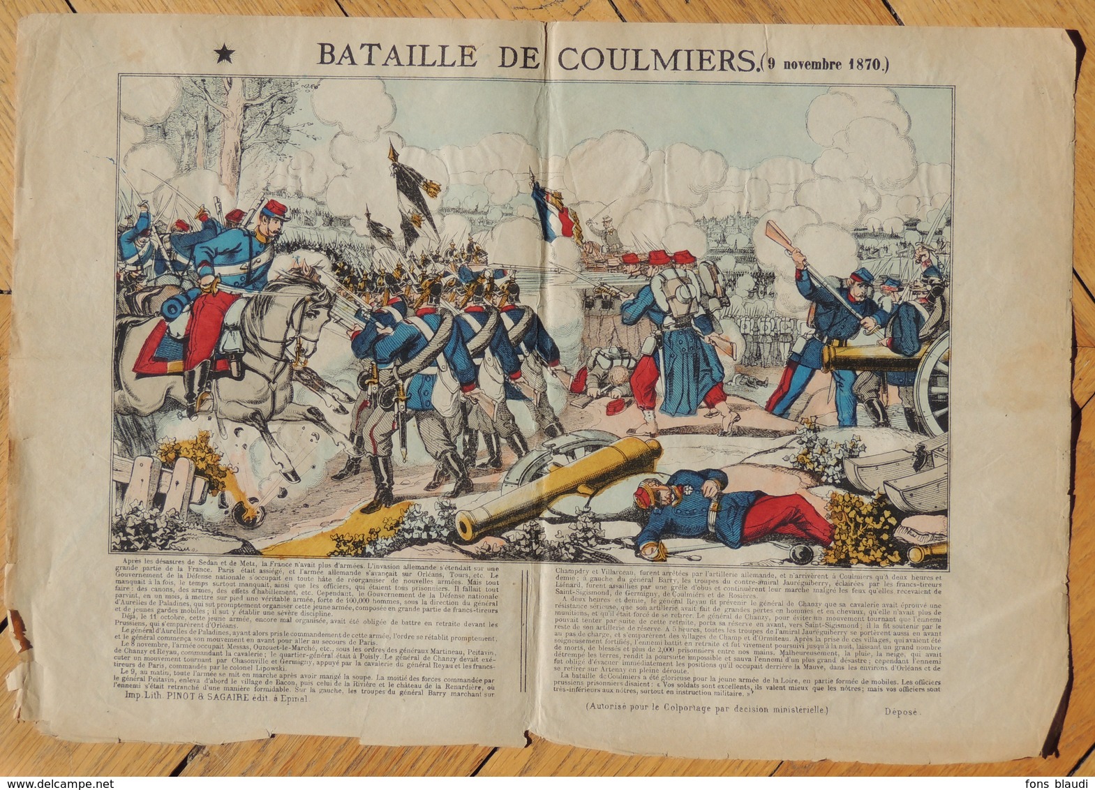 Vers 1880 - Image D'Épinal - La Bataille De Coulmier - Pinot & Sagaire - FRANCO DE PORT - - Lithographies
