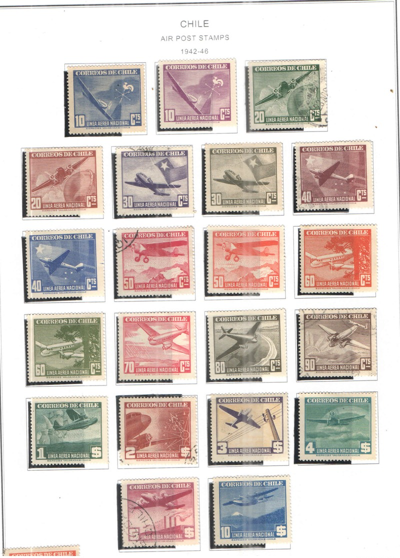 Chile PA 1942/46  Planes Over +Scott.C 69/88 New/used See Scan On Scott.Page - Cile