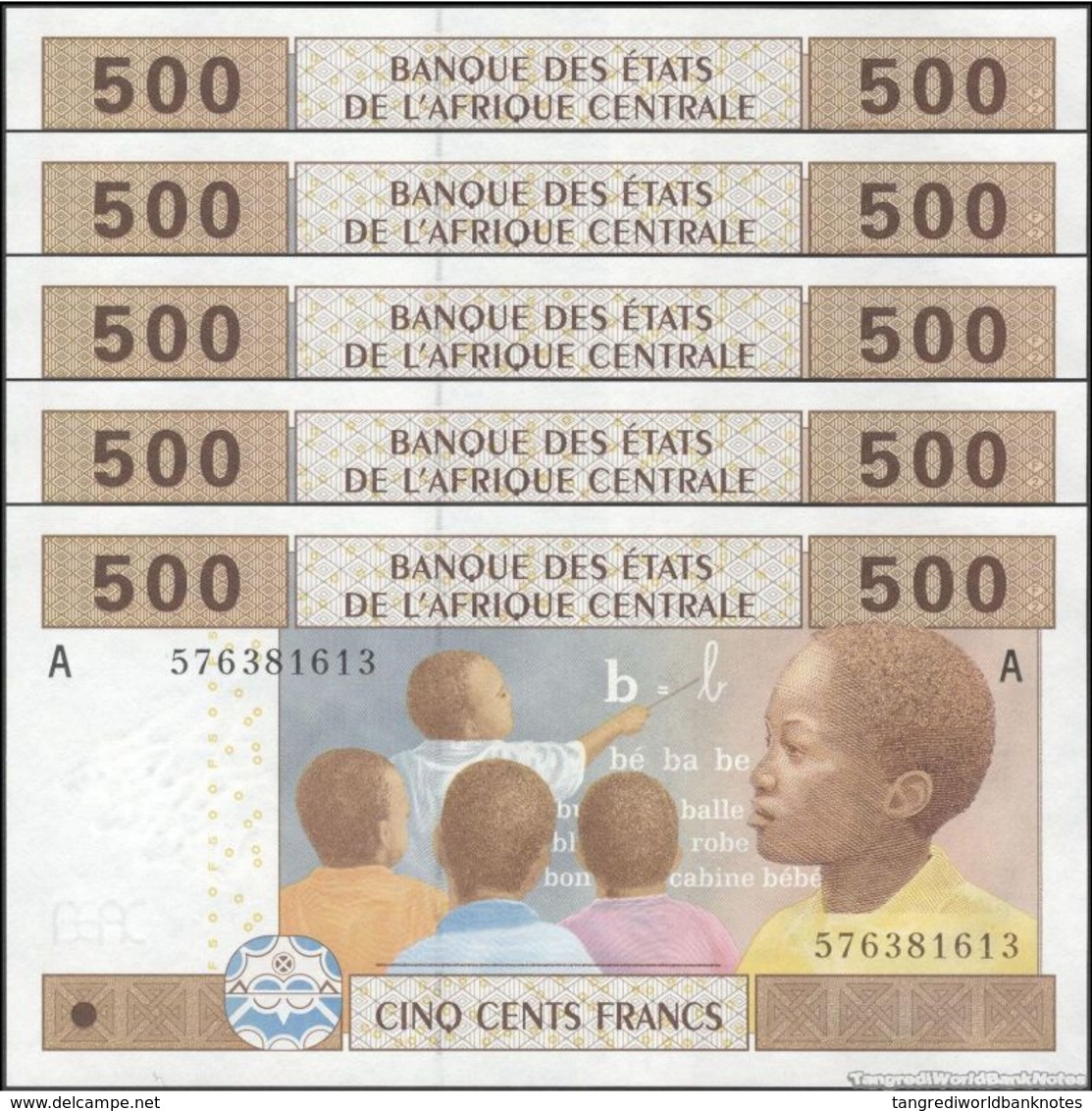 TWN - GABON (C.A.S.) 406Ac6 - 500 Francs 2002 (2015) DEALERS LOT X 5 UNC - Gabon