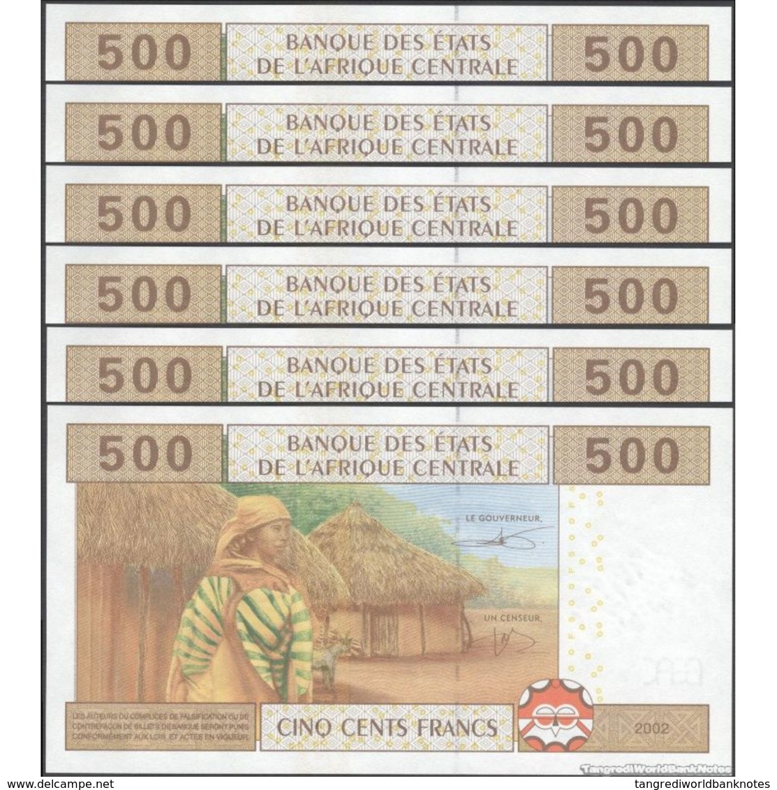 TWN - GABON (C.A.S.) 406Ac6 - 500 Francs 2002 (2015) DEALERS LOT X 5 UNC - Gabon