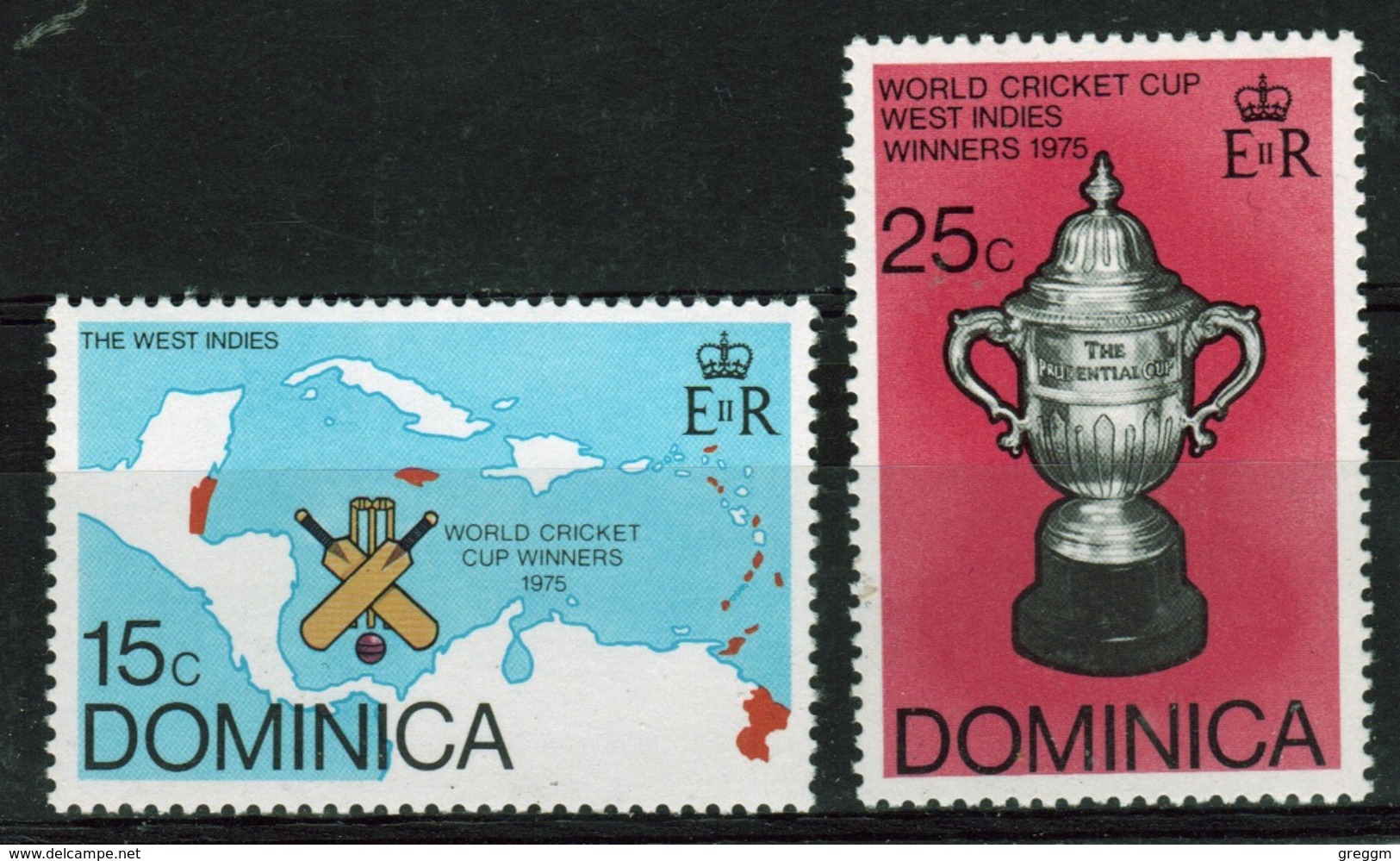 Dominica Set Of Stamps To Celebrate West Indian Victory In World Cricket 1976. - Dominica (...-1978)