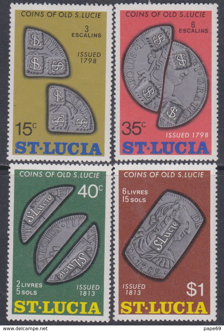 Sainte-Lucie N° 354 / 57  XX Monnaies  Anciennes, La Série Des 4 Valeurs Sans Charnière, TB - Ste Lucie (...-1978)