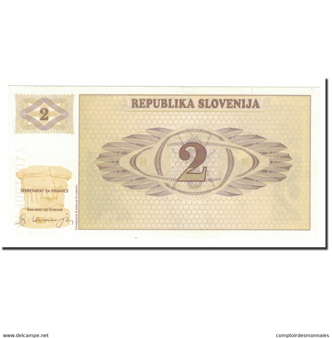 Billet, Slovénie, 2 (Tolarjev), 1990, KM:2a, SPL+ - Slovenia