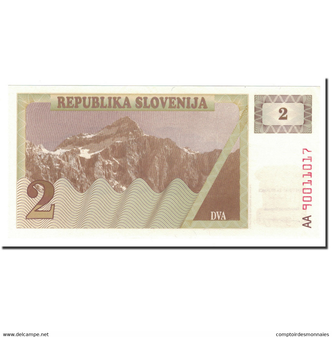 Billet, Slovénie, 2 (Tolarjev), 1990, KM:2a, SPL+ - Slowenien