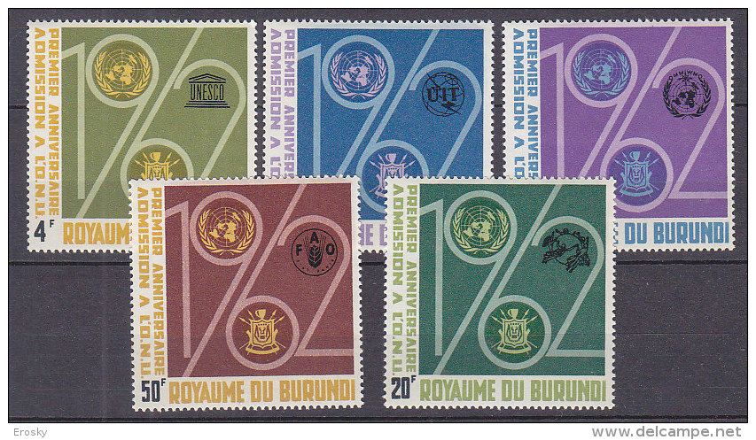 A0125 - BURUNDI Yv N°64/68 + BF ** ONU - Neufs