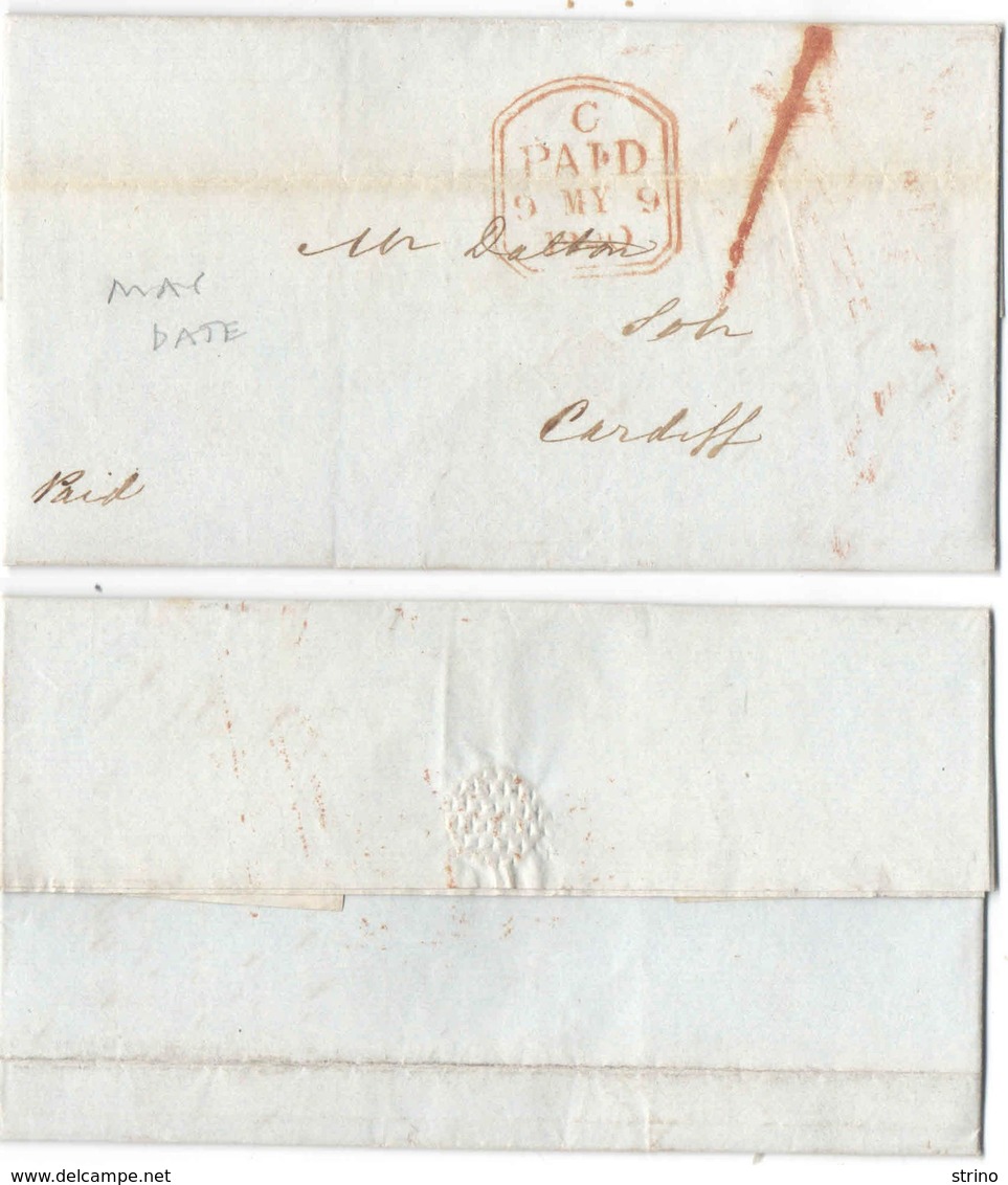 AR150) GRAN BRETAGNA -London To Cardiff - 9 MAY 1840 - Storia Postale