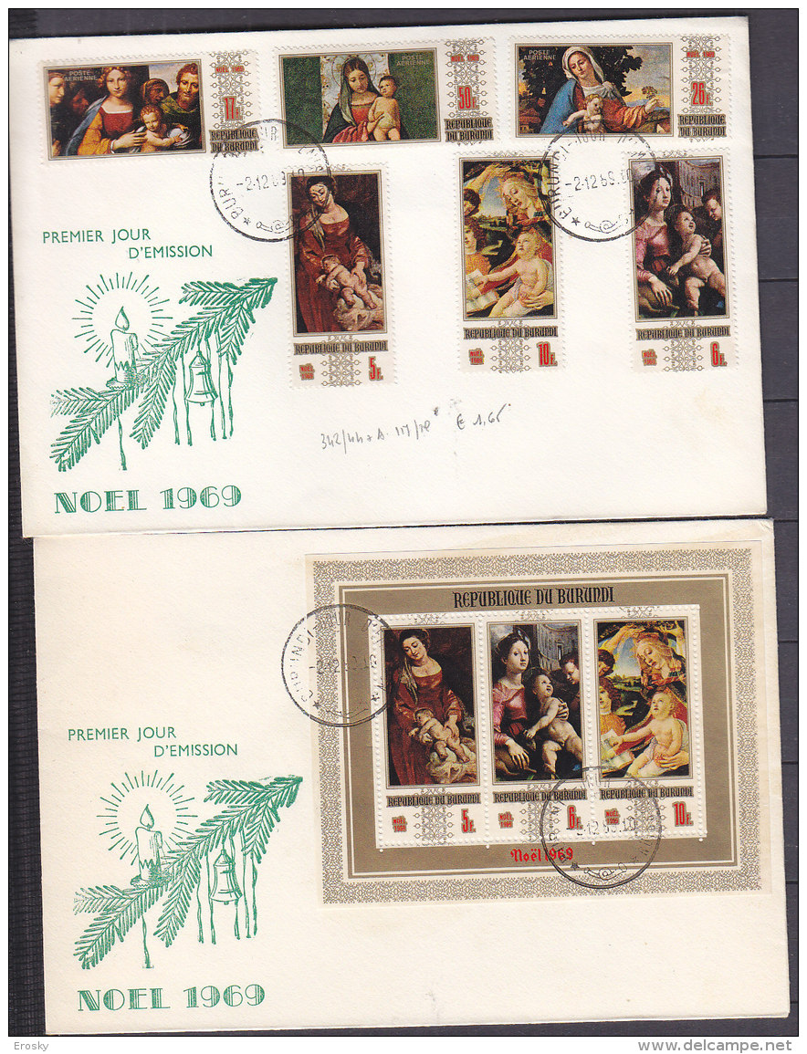 A1176 - BURUNDI Yv 342/44 + AERIENNE + BF DENT. ET ND, 5 ENVELOPPES FDC  ( Registered Shipment Only ) - Unused Stamps