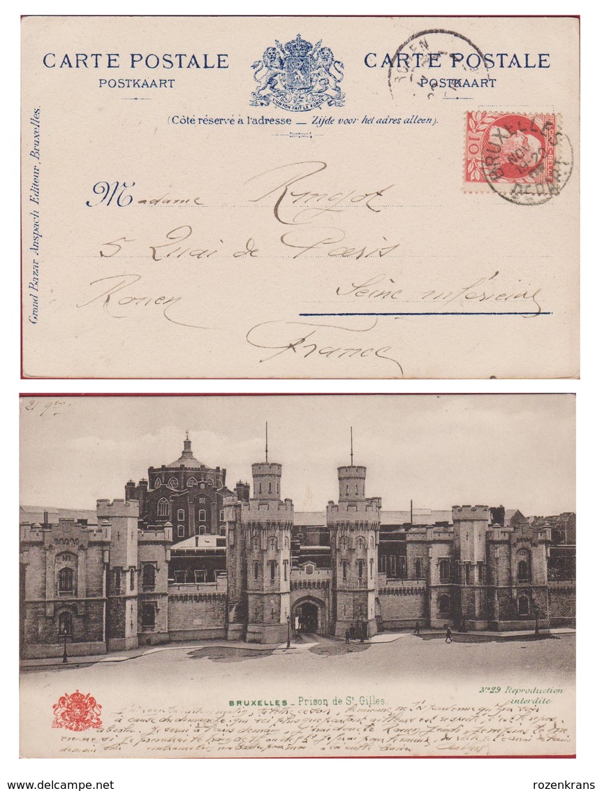 Bruxelles Brussel Leopold II 10 Ct Cent Centimes Prison Gevangenis St Saint Gilles (In Zeer Goede Staat) - 1905 Grosse Barbe