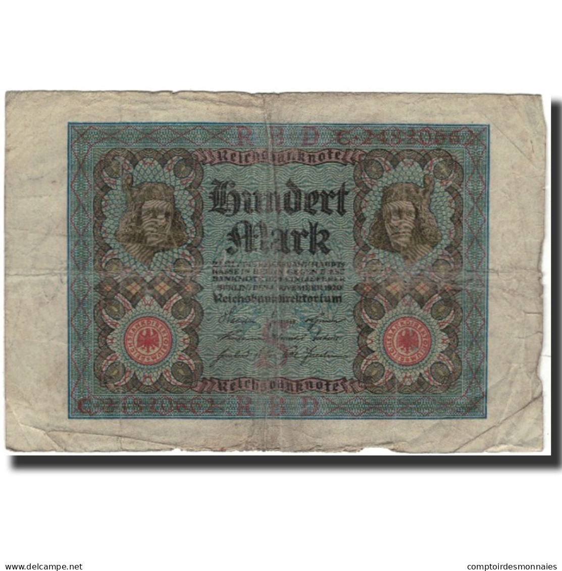 Billet, Allemagne, 100 Mark, 1920-11-01, KM:69b, B+ - 100 Mark