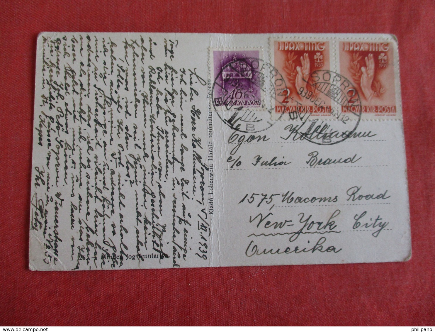 Hungary Sopron Has 3 Stamps & Cancel- Heavy Center Crease ----ref 2964 - Hungary