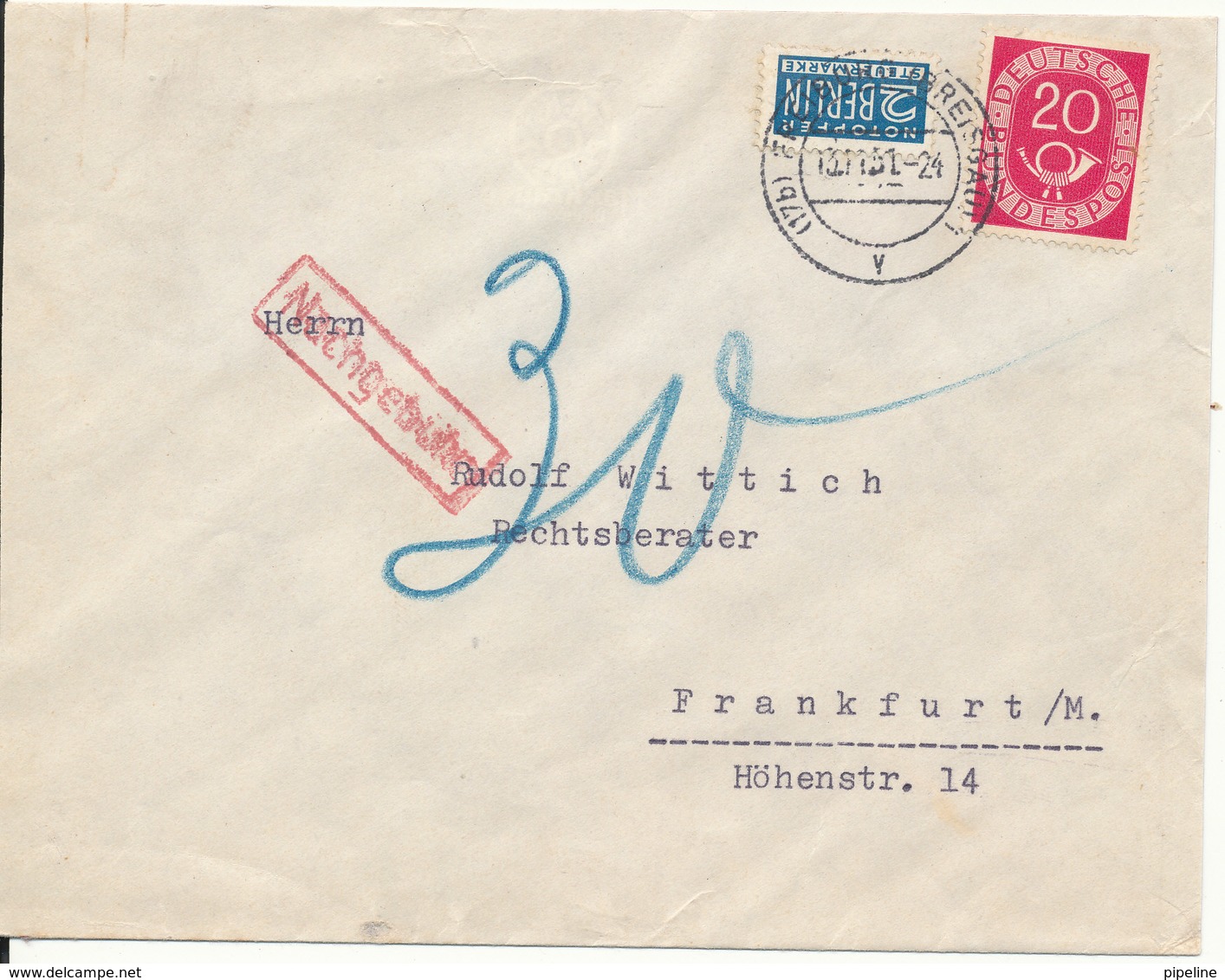 Germany Underpaid Cover (Nachgebühr) - Briefe U. Dokumente
