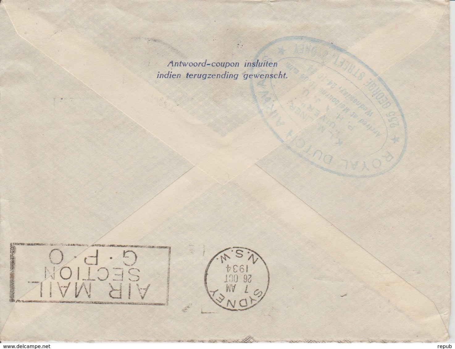 Pays Bas Lettre De 1934 Pour Sydney London-Melbourne Air Race - Lettres & Documents
