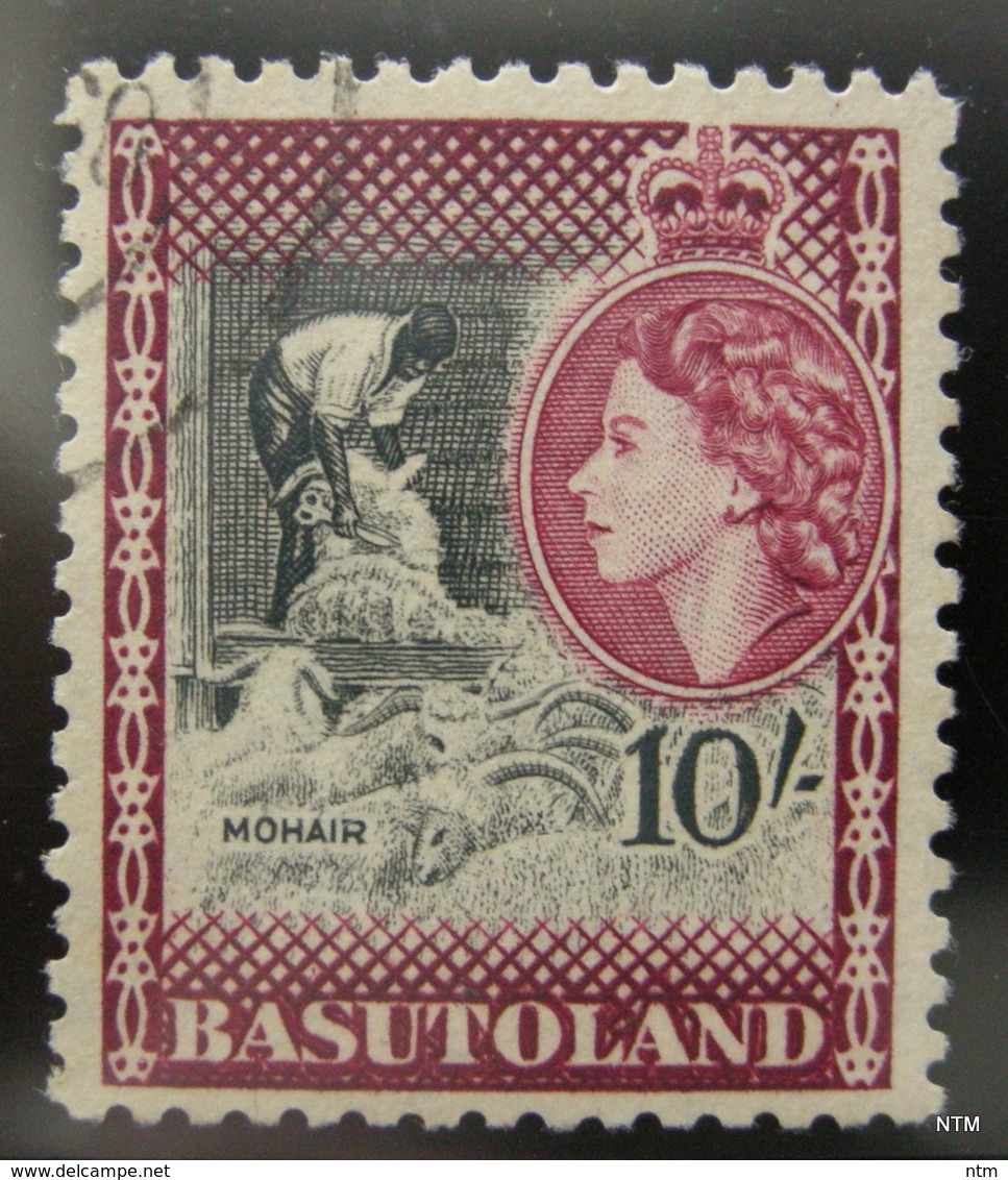 BASUTOLAND 1954. Mohair. 10s - Black And Purple. SG 53. Used. - 1933-1964 Colonia Britannica
