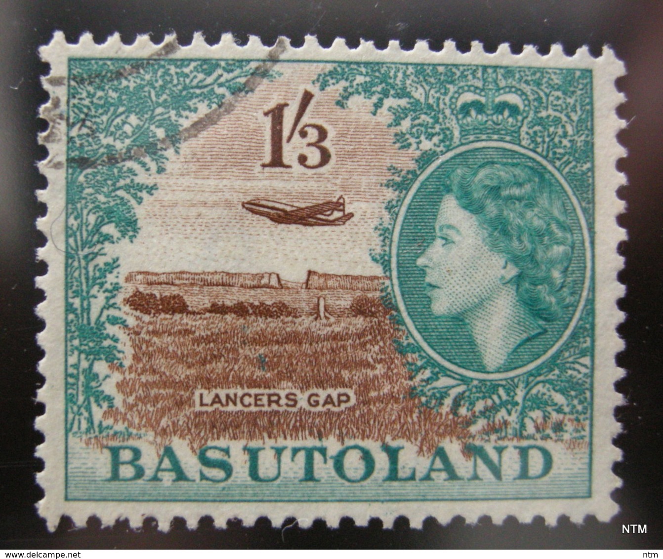 BASUTOLAND 1954. 1s.3d. De Havilland Comet 1 Airplane, Over Lancers' Gap. SG 50. Used. - 1933-1964 Colonie Britannique