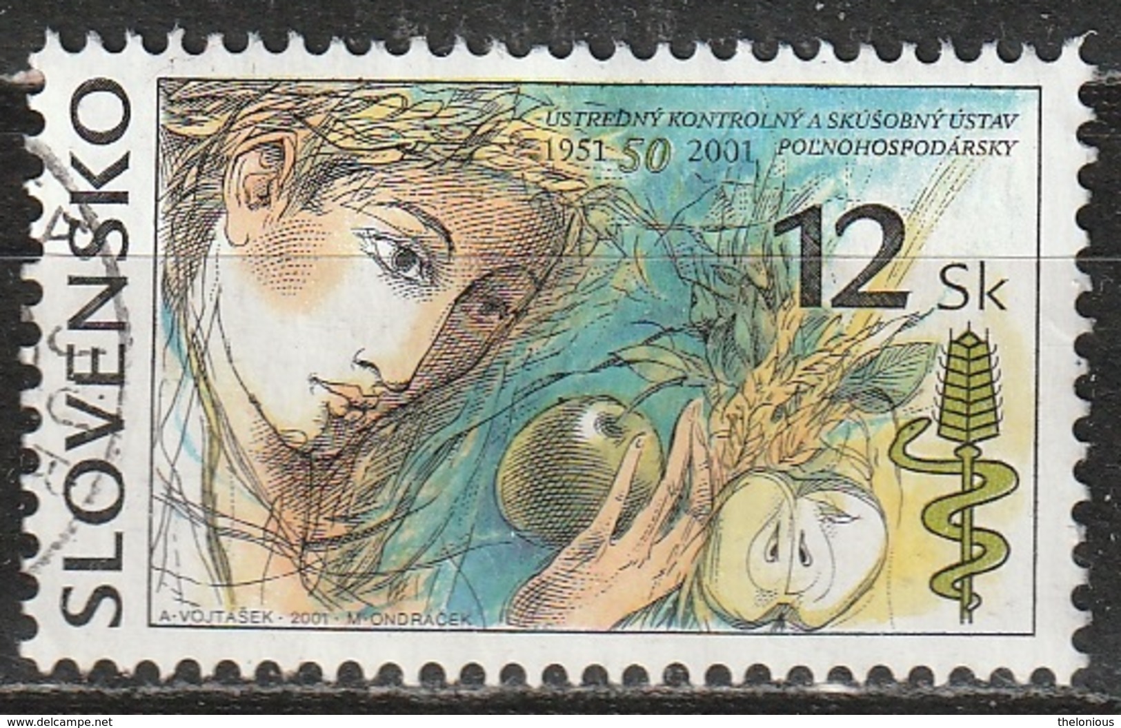 # Slovacchia 2001 - Agricultural Control Institute, 50th Anniv. - Agricoltura | Frutta - Used Stamps