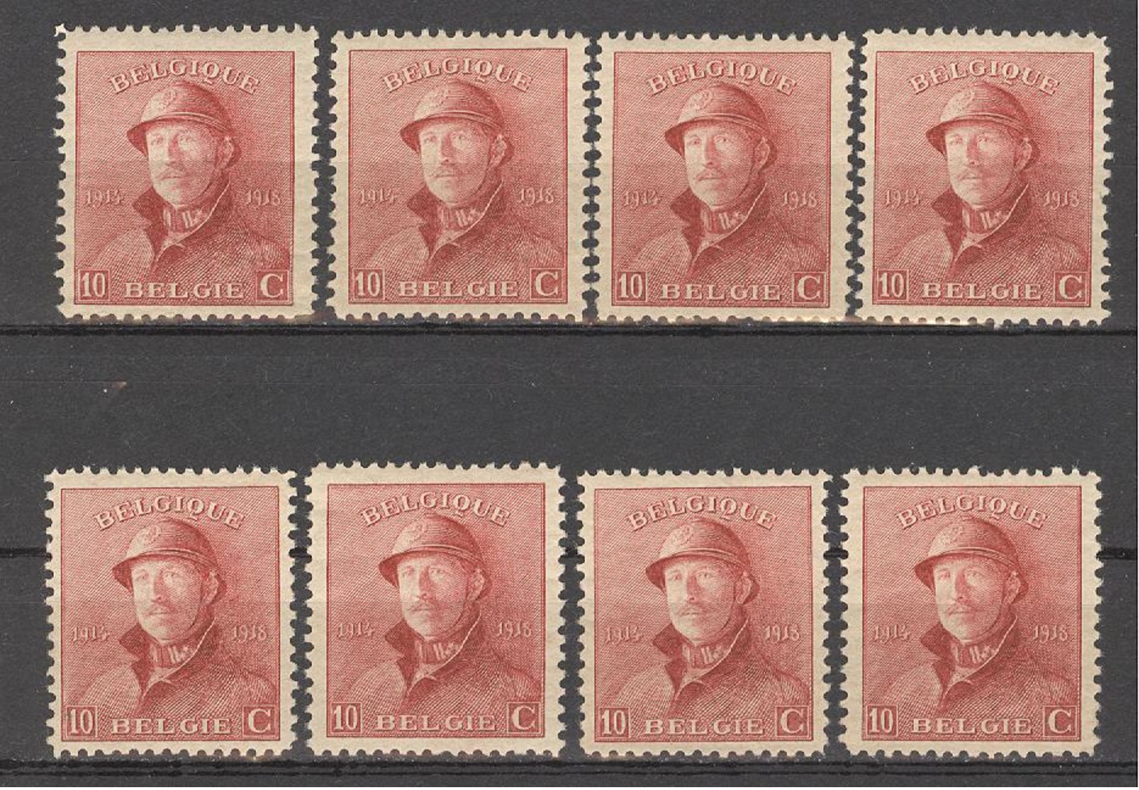 1919 OBP / COB  8 X Nr 168 * / ** 10c - ALBERT I Met Helm / Roi Casqué - Neufs