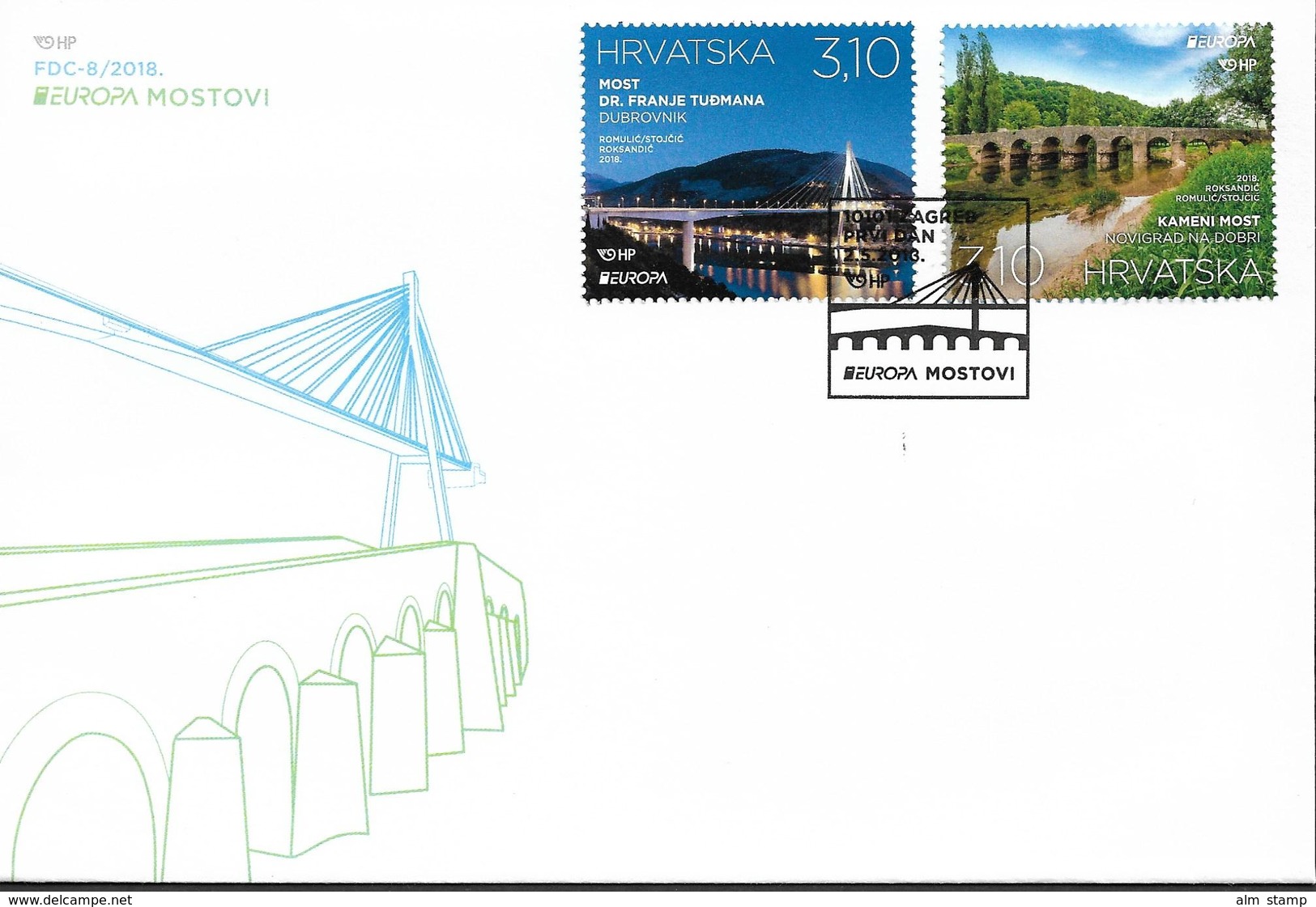 2018 Kroatien  Hrvatska   Mi. FDC     Europa: Brücken - 2018