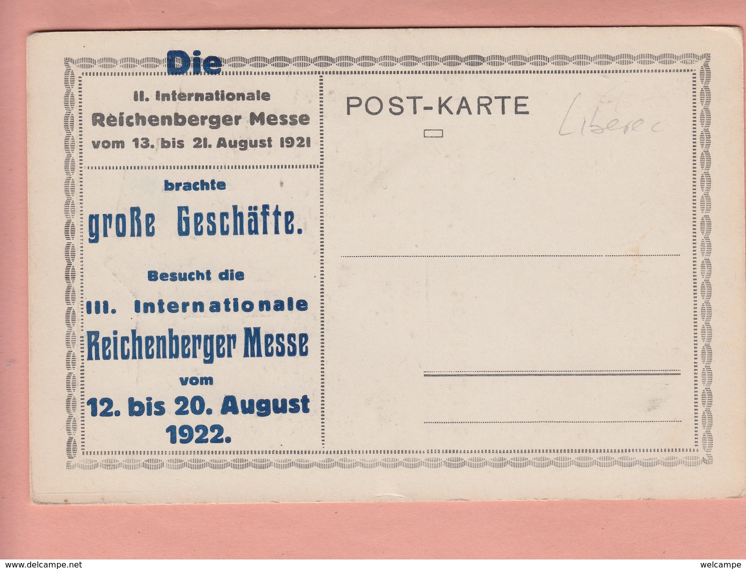 OLD POSTCARD CZECH REPUBLIC - LIBEREC - 1922 MESSE REICHENBERG - - Czech Republic