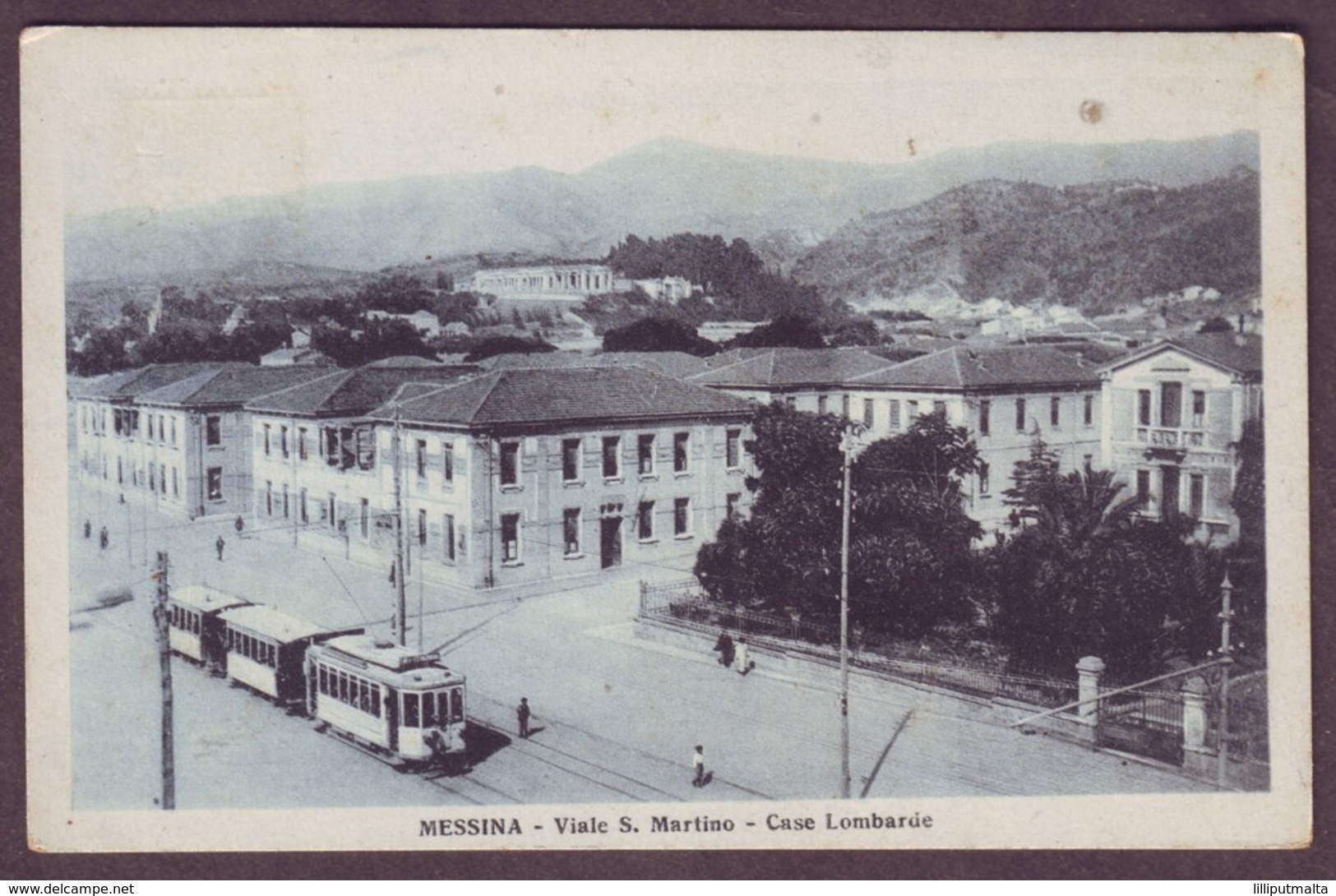 1920s Messina Italy Postcard Showing Viale S Martino – Case Lombarde Italia Cartolina Sicilia Sicily - Messina