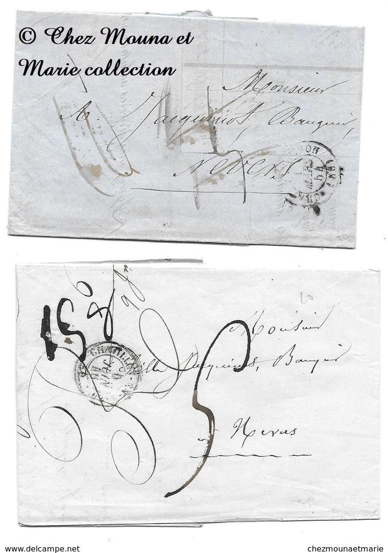 JACQUINOT NEVERS - NIEVRE - LOT DE 2 - MARQUE POSTALE LETTRE MISSIVE - 1849-1876: Période Classique