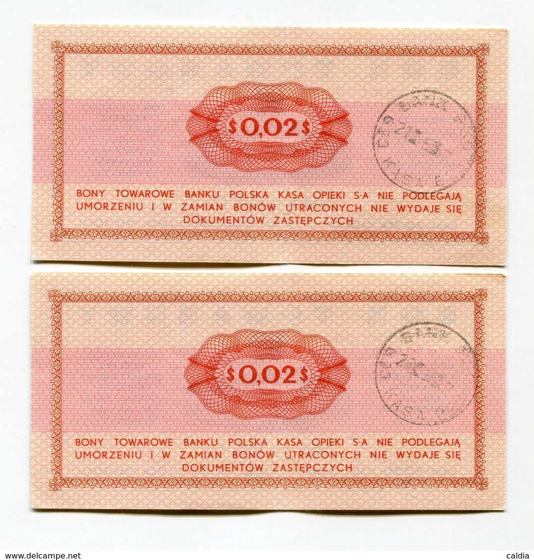 P Pologne Poland BON TOWAROWY 2 Cent / Centy / Centow 1969 - 2 Consecutives - Pologne